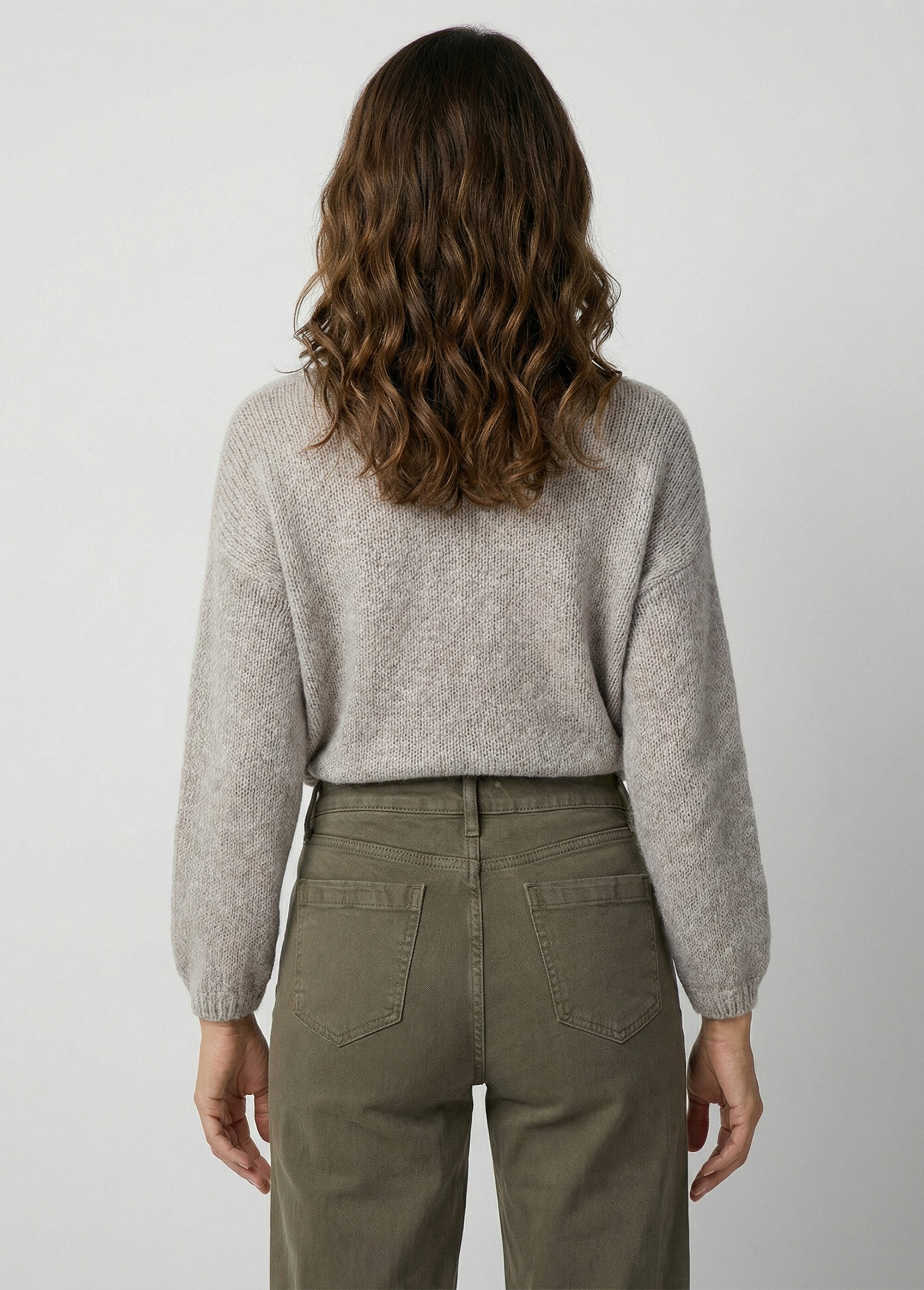Gilet chaud col V en maille mohair