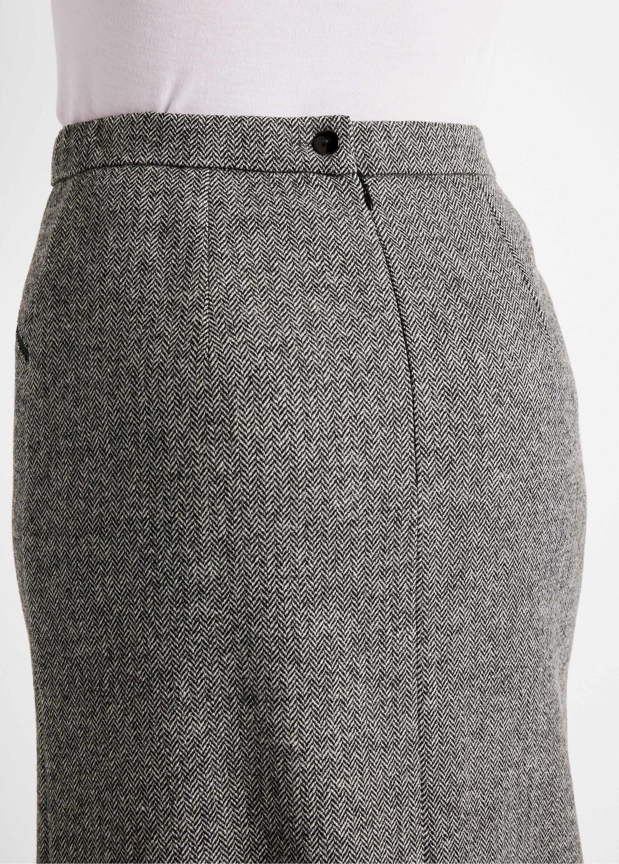 Jupe chevrons ou chiné longueur 70 cm avec laine