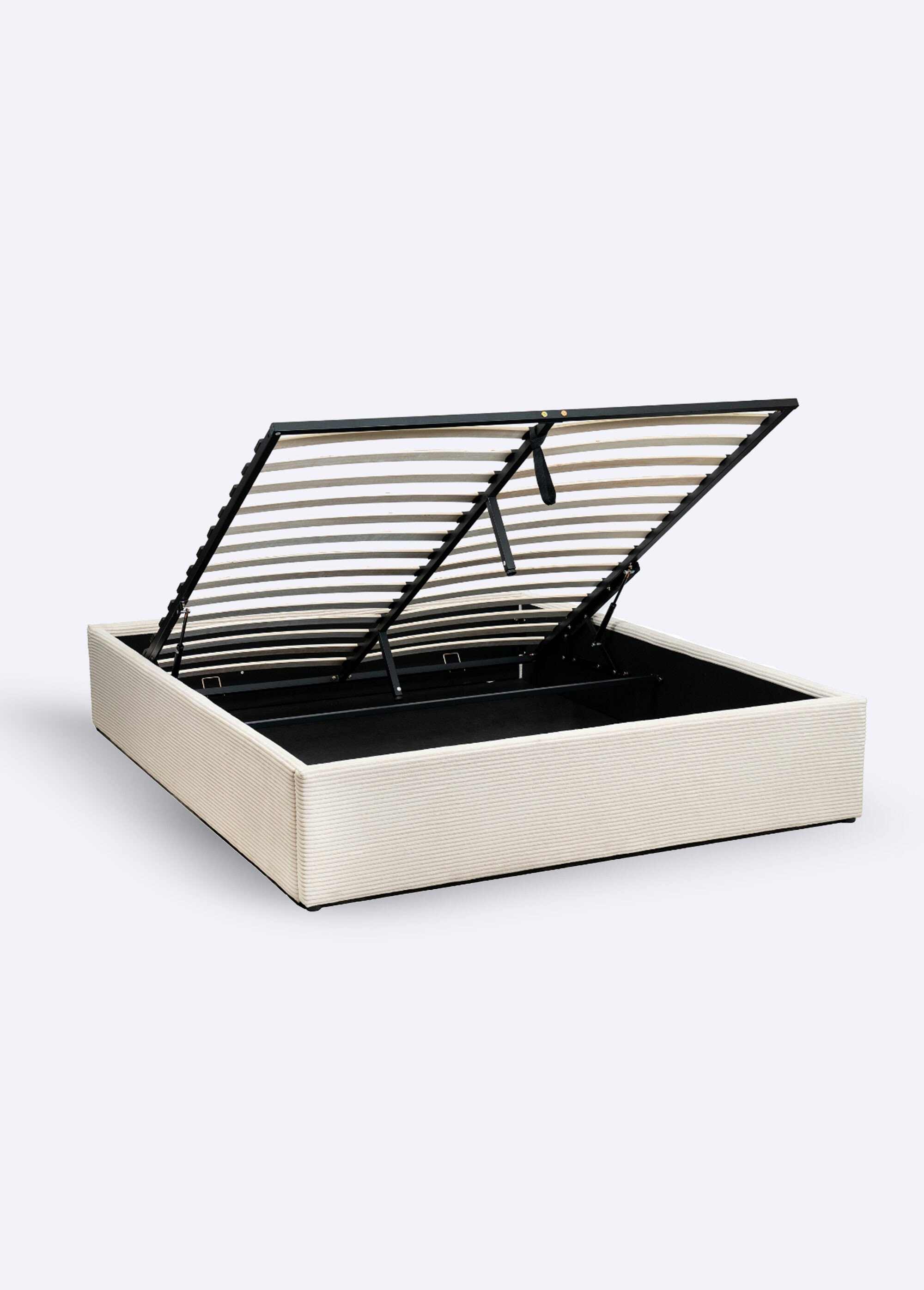 Lit coffre avec sommier, velours cotelé