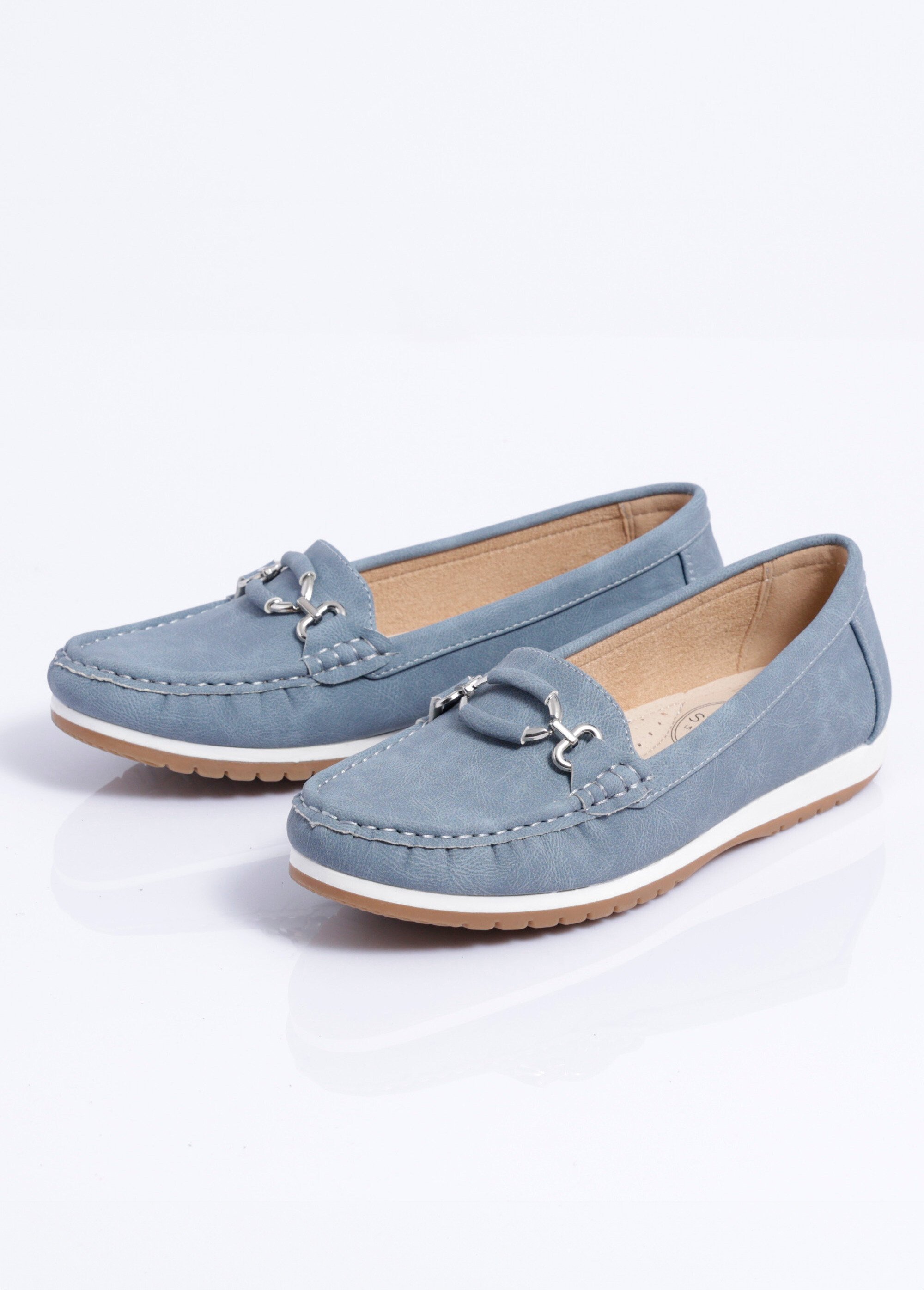 Mocassins compensés souples largeur confort Femme Bleu OBSO DE1