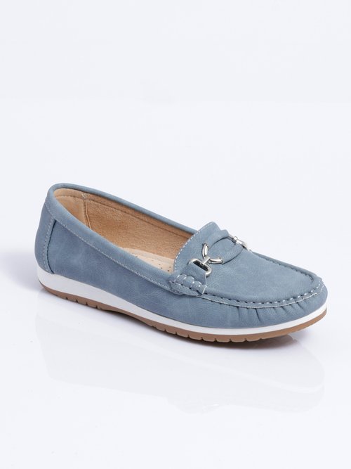 Mocassins compensés souples largeur confort Femme Bleu OBSO FA1