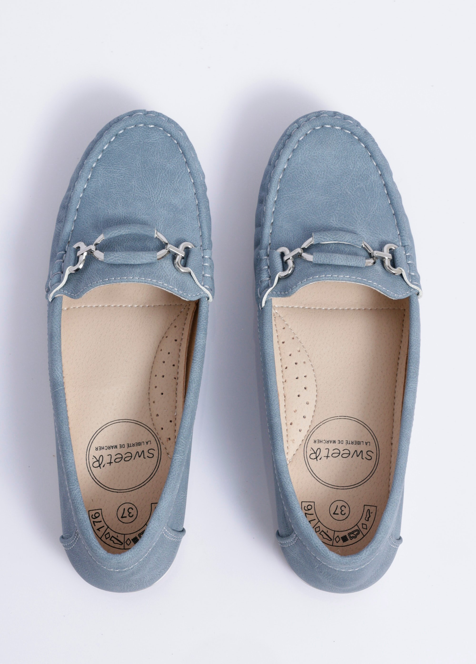 Mocassins compensés souples largeur confort Femme Bleu OBSO OV1