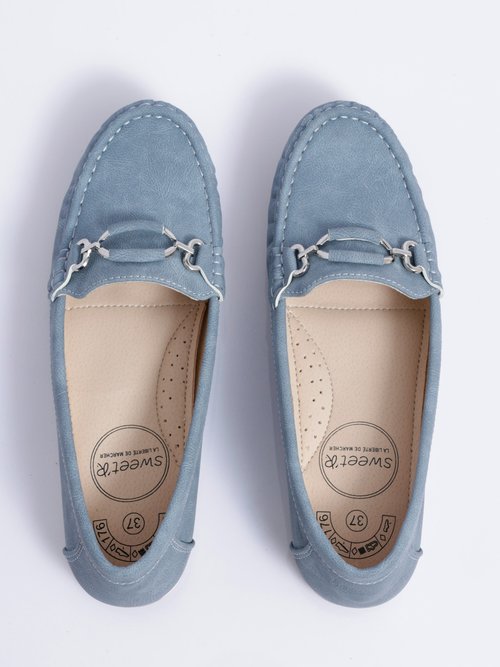 Mocassins compensés souples largeur confort Femme Bleu OBSO OV1