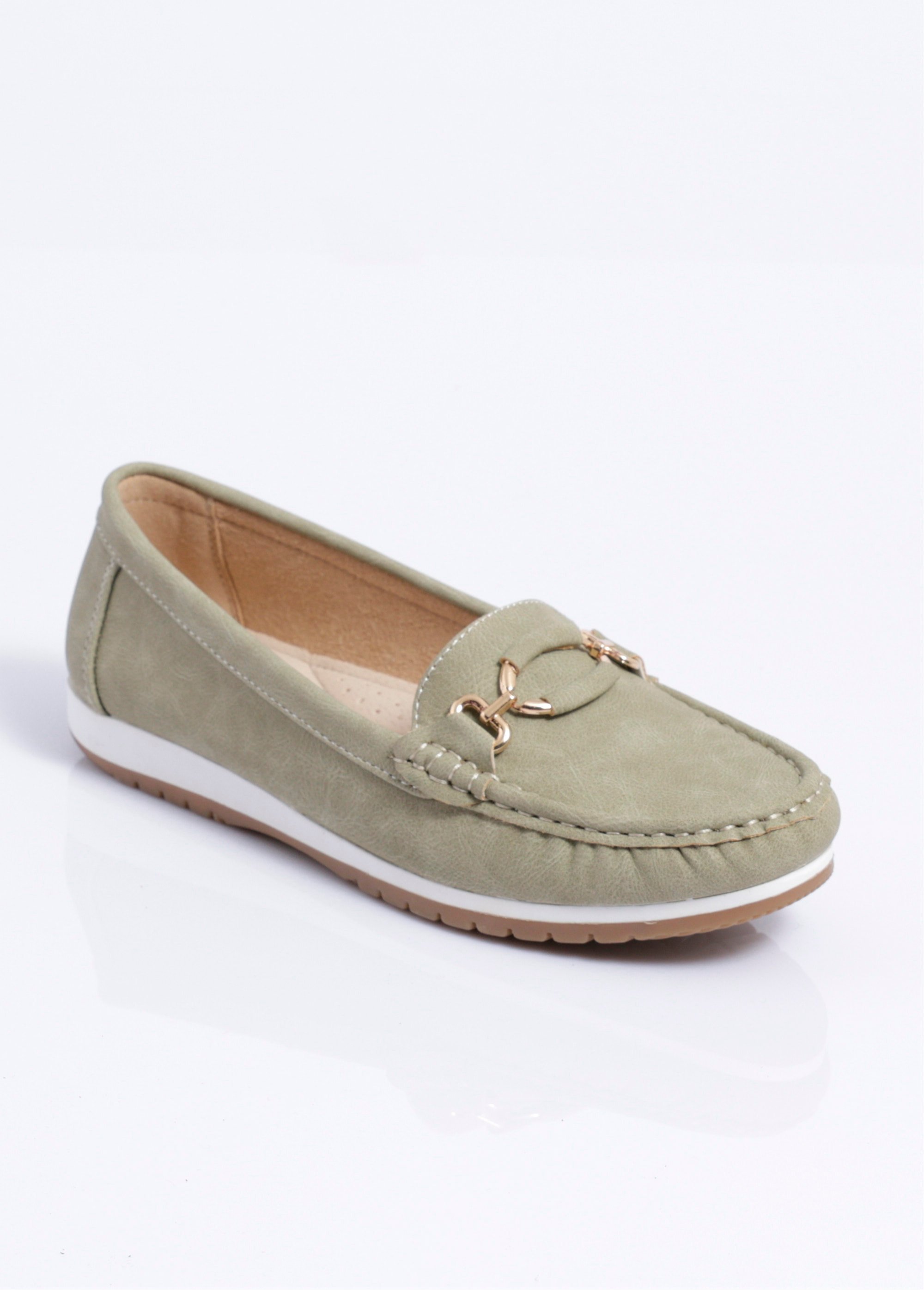Mocassins compensés souples largeur confort Femme Vert OBSO FA1
