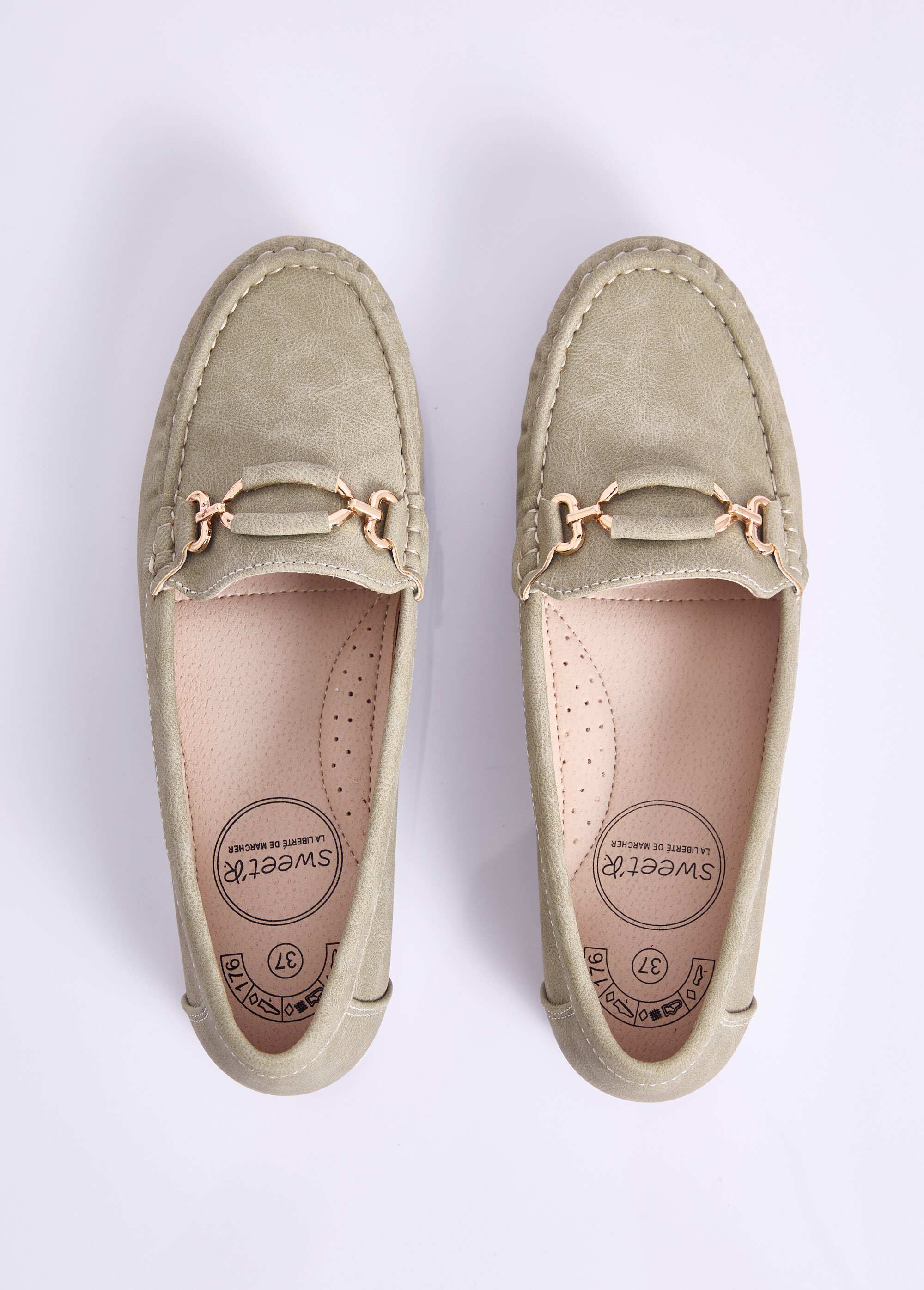 Mocassins compensés souples largeur confort Femme Vert OBSO OV1