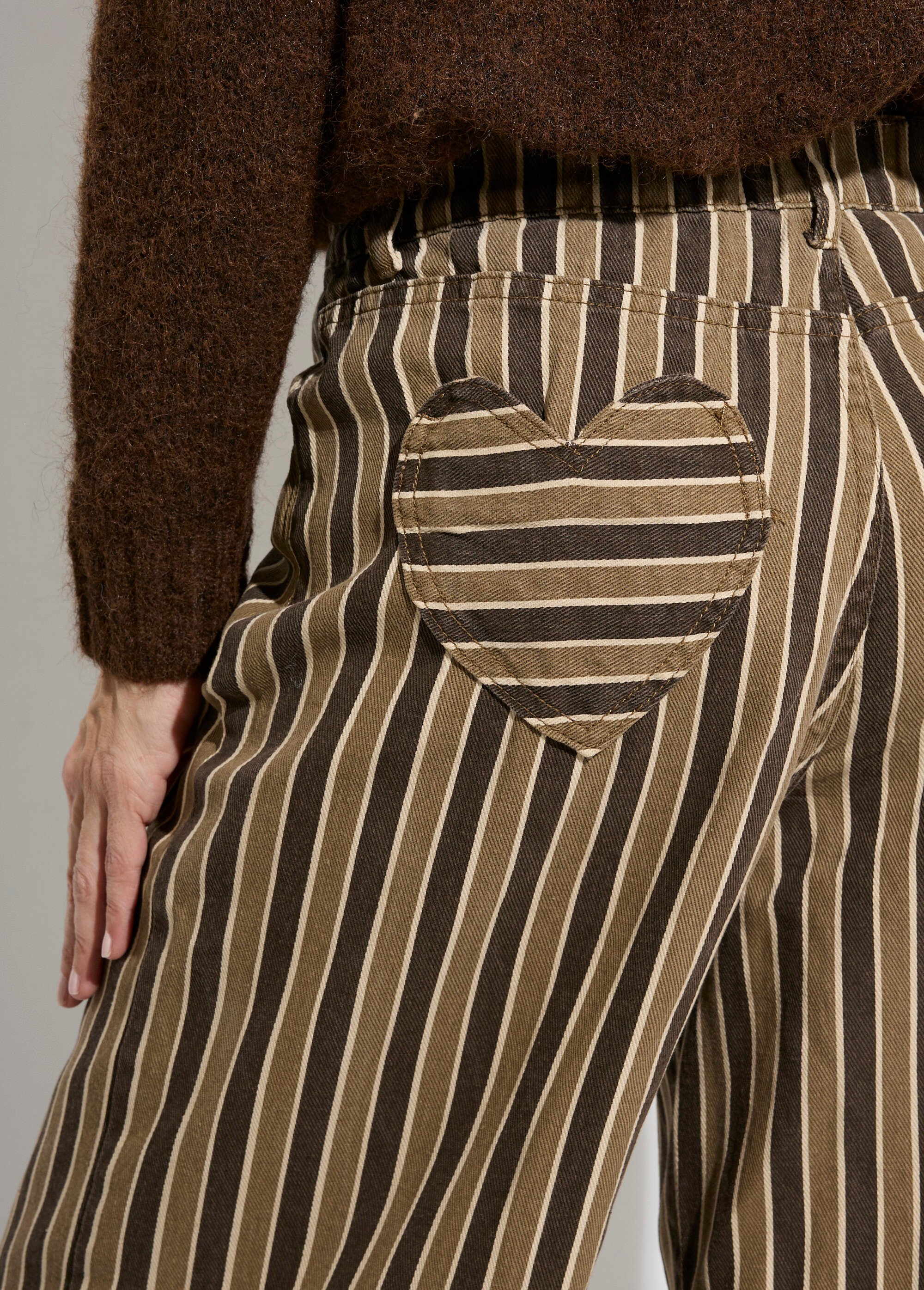 Pantalon très large, denim rayé fantaisie