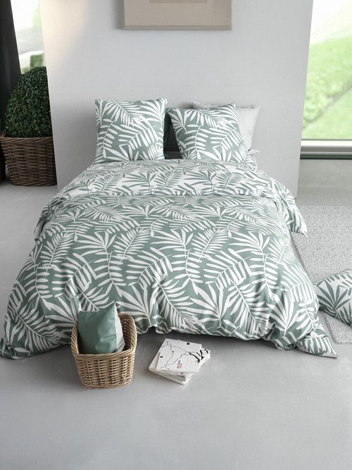 Parure de lit polycoton 2 pers feuillage Vert OO-136536 DE1
