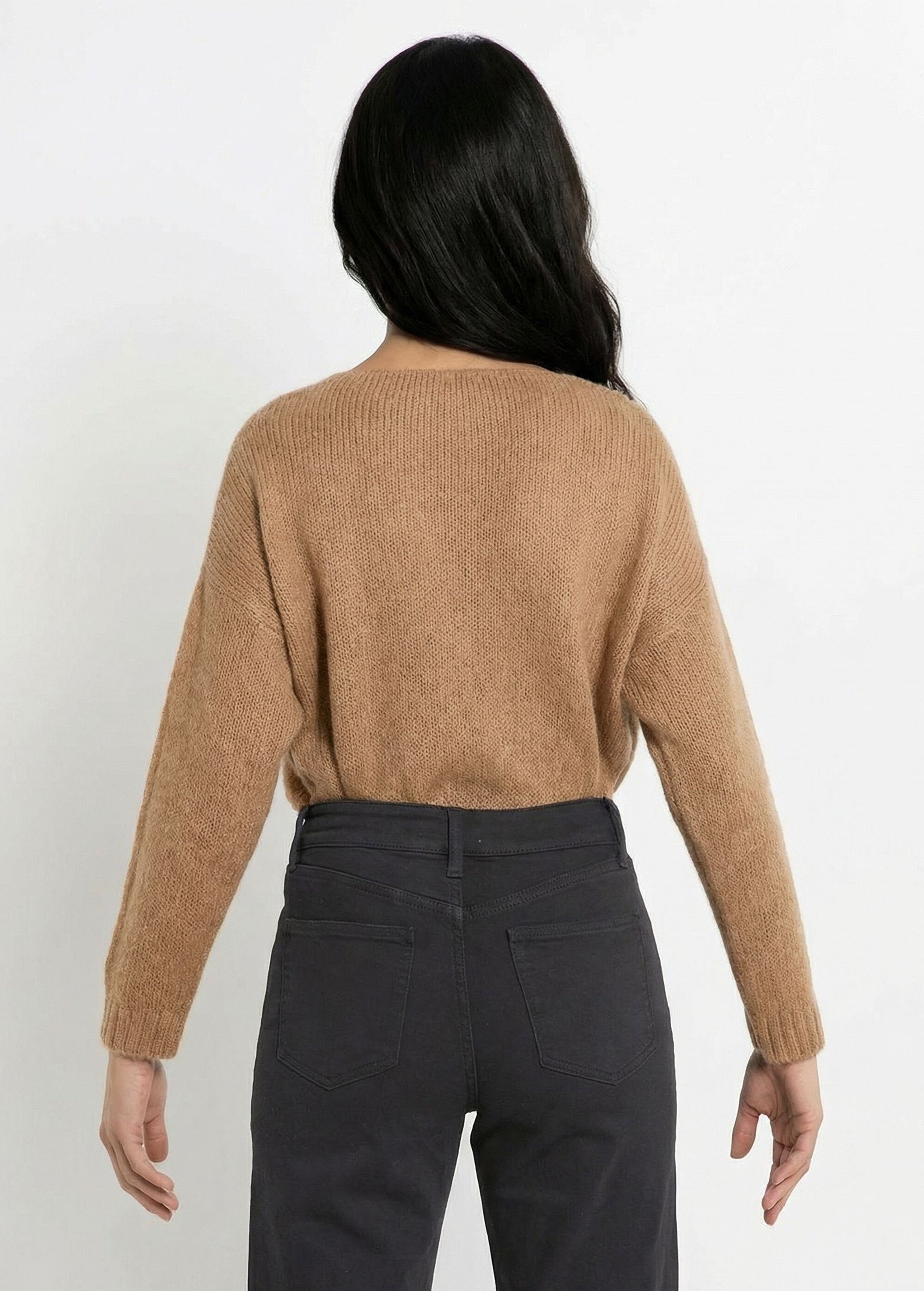 Pull chaud col V en maille avec mohair