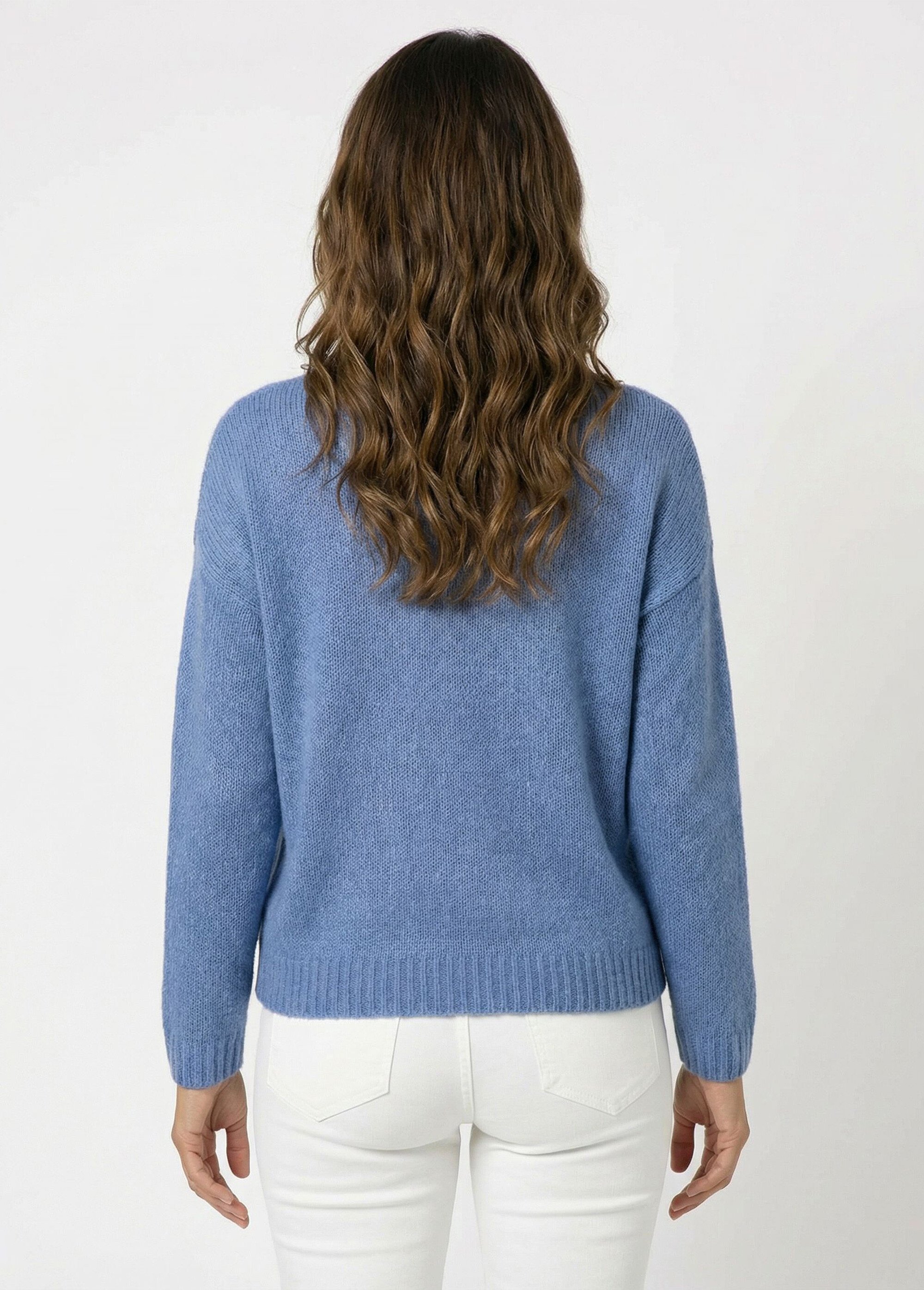 Pull chaud col V en maille avec mohair