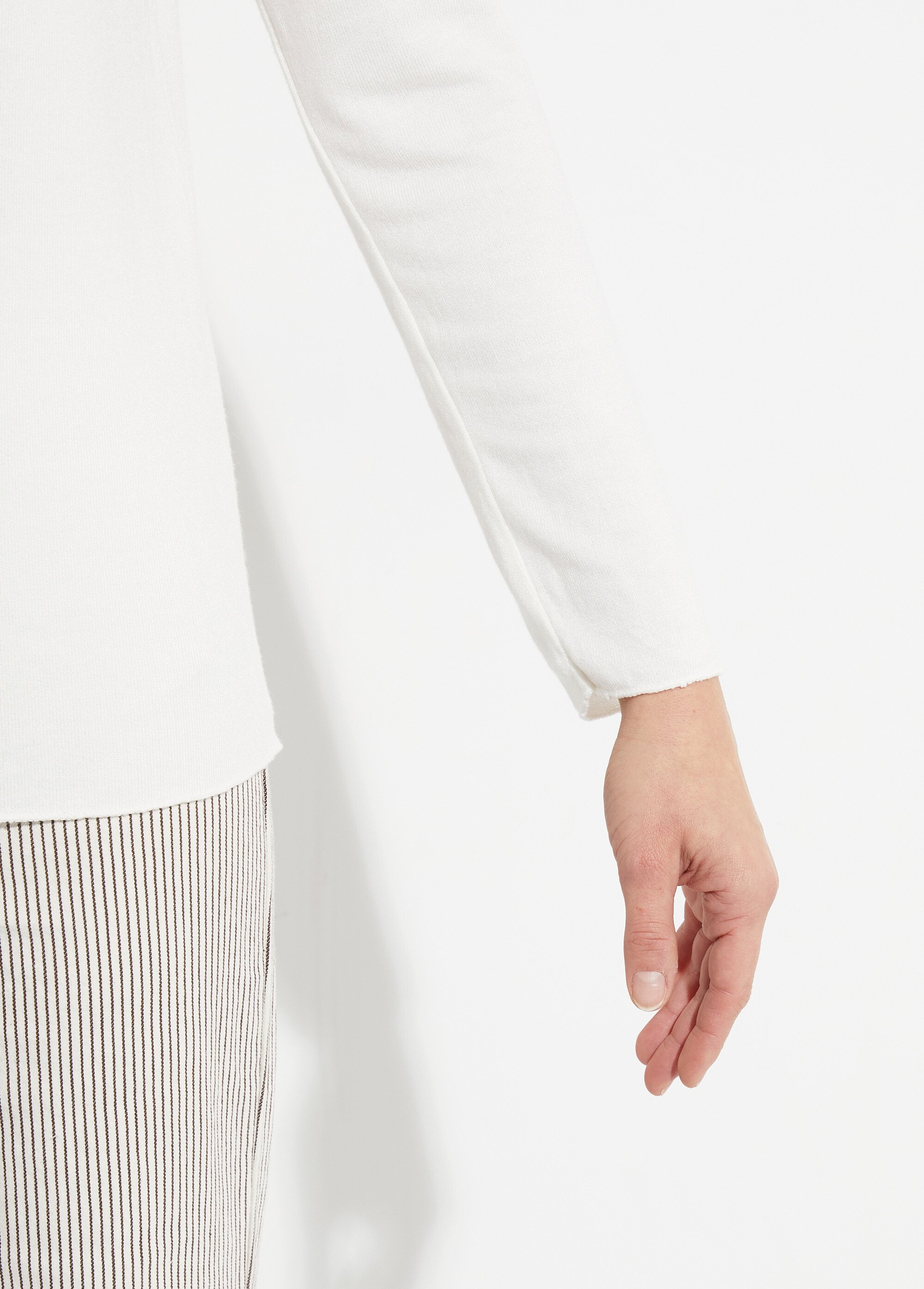 Pull fin avec angora et laine, col V Femme Beige WHN-394 DE1