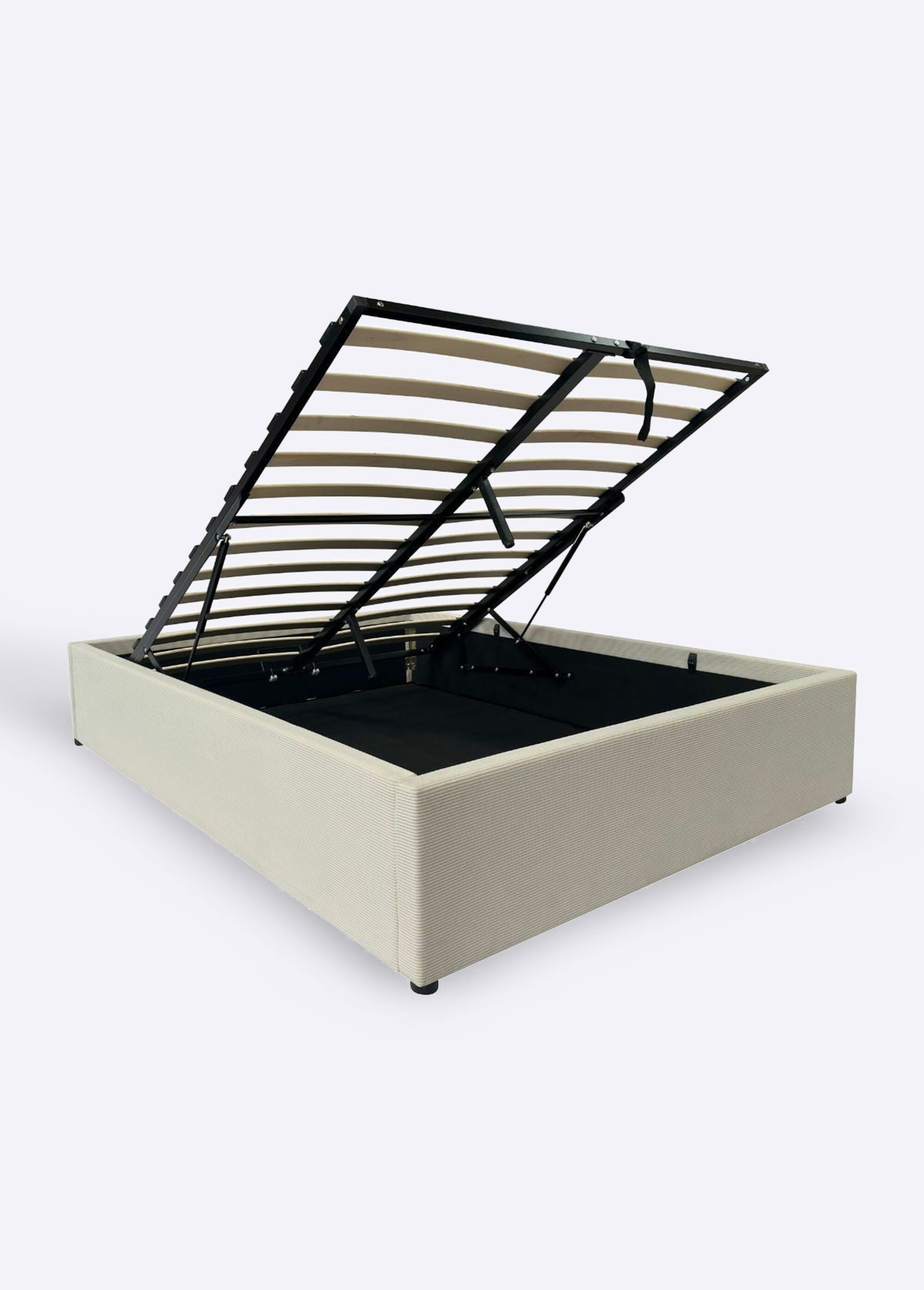 ROMY Lit coffre cotelé avec sommier, 1B BEIGE CAL-14499133 FA1