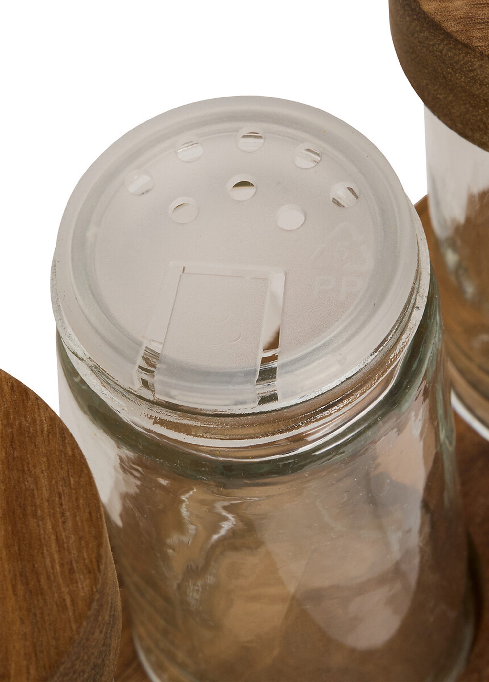 Set 6 pots épices verre + plateau acacia Marron JJA-217610 DE2