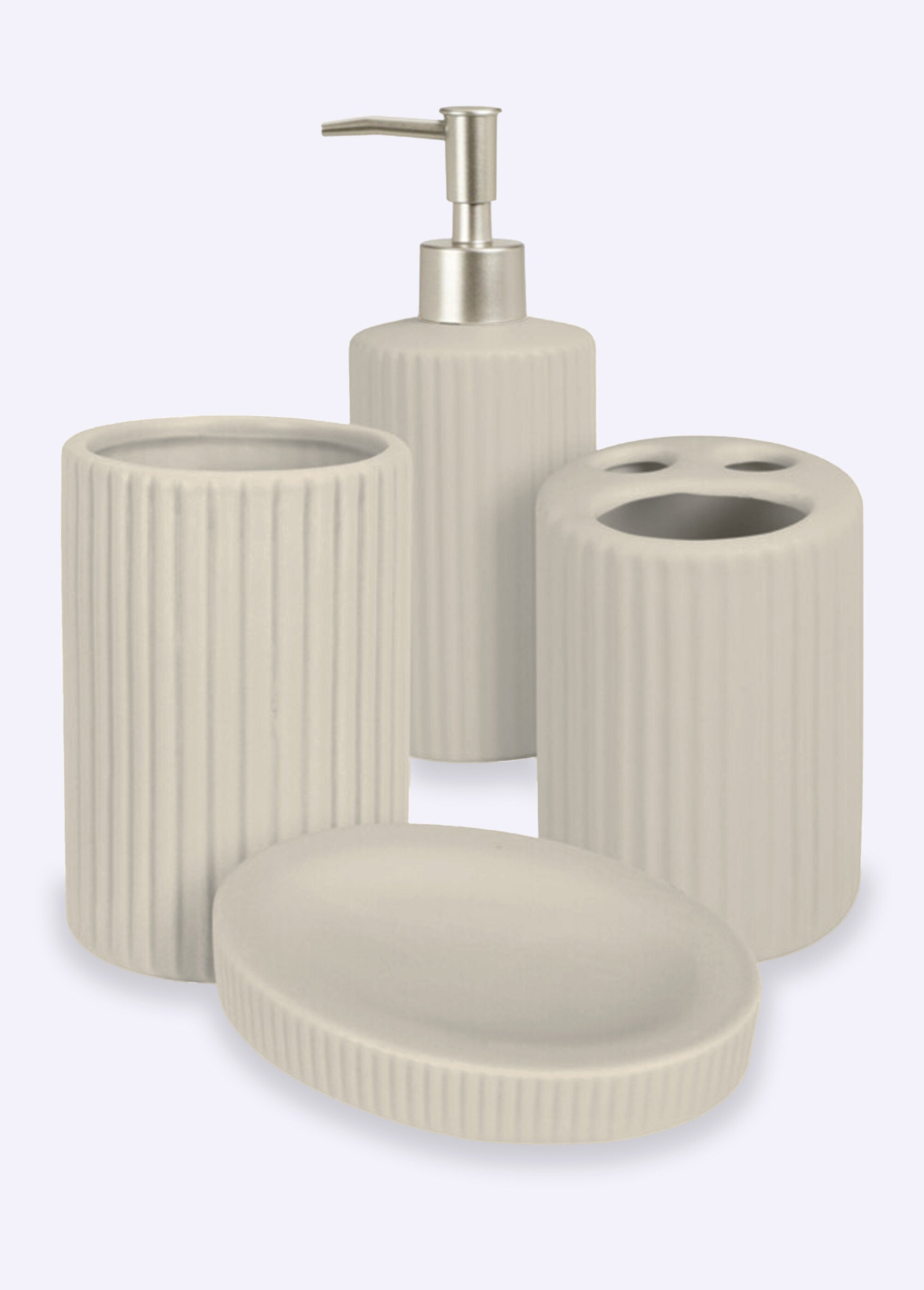 Set salle de bain 4 pièces ceramique striée
