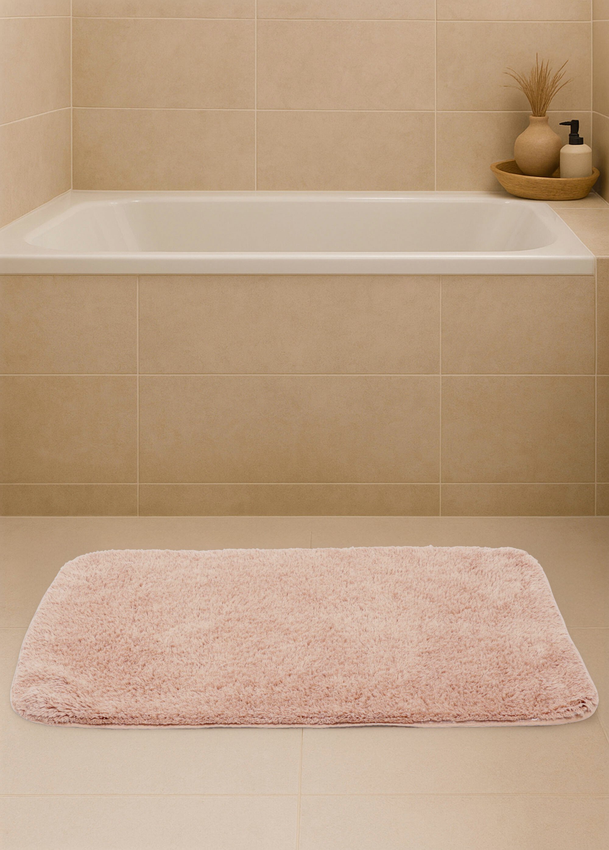 Tapis de salle de bain mèches courtes Rose KP-A35150630 SI1