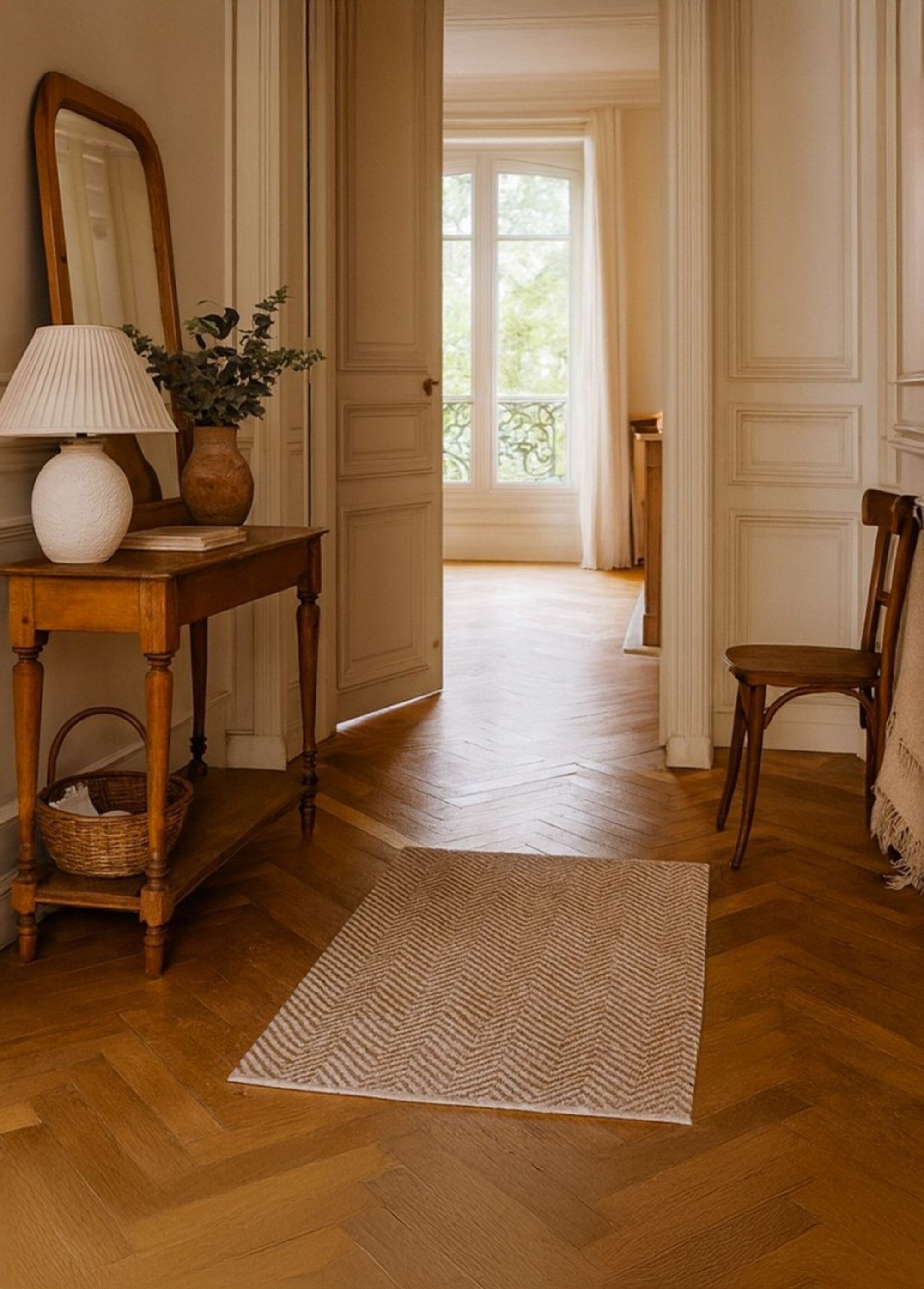 Tapis lirette à motif chevrons 90x60cm Beige NOR-13061 SI1