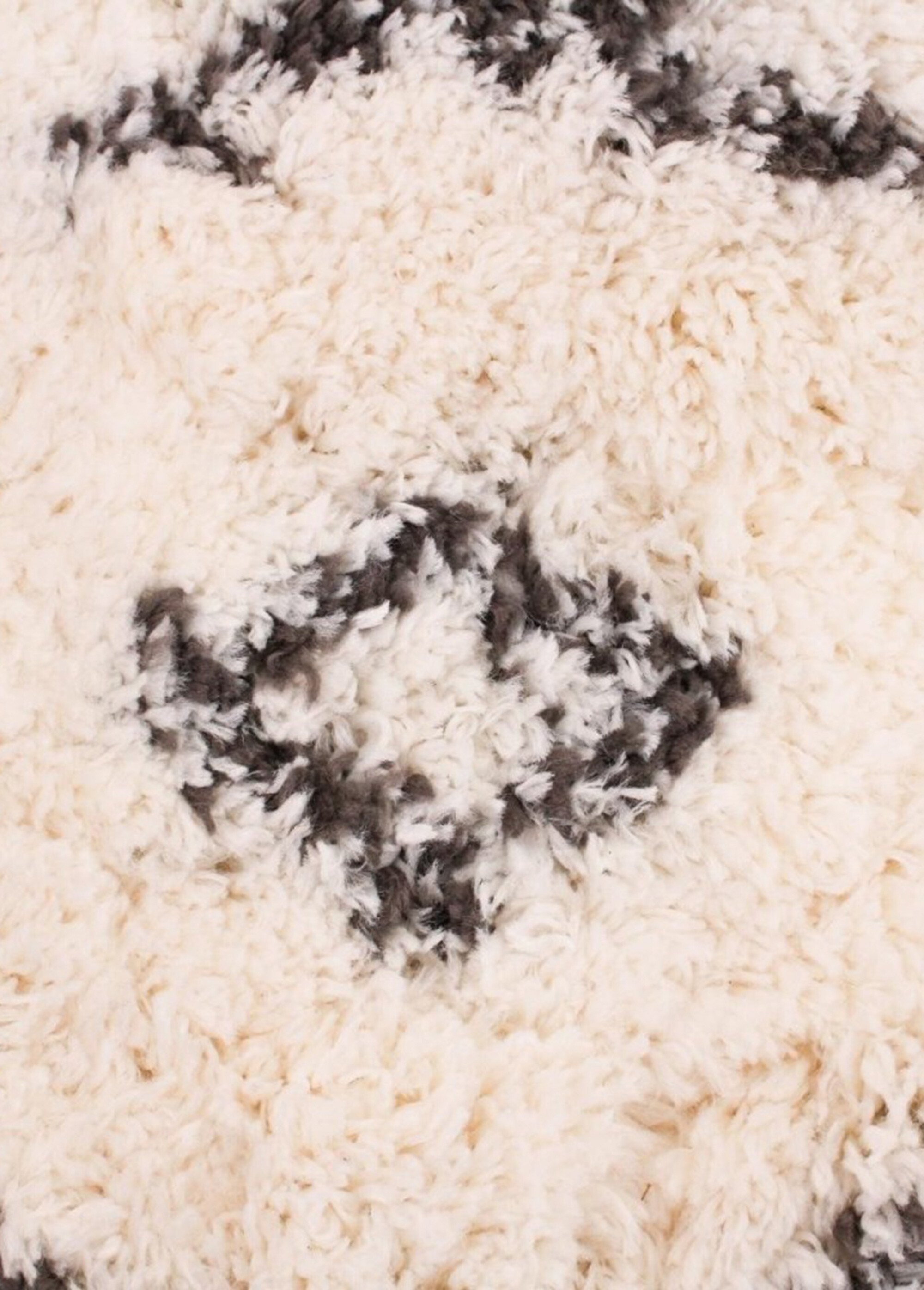 Tapis mèches hautes losanges, 110x60cm BLANC NOIR NOR-4344 DE2