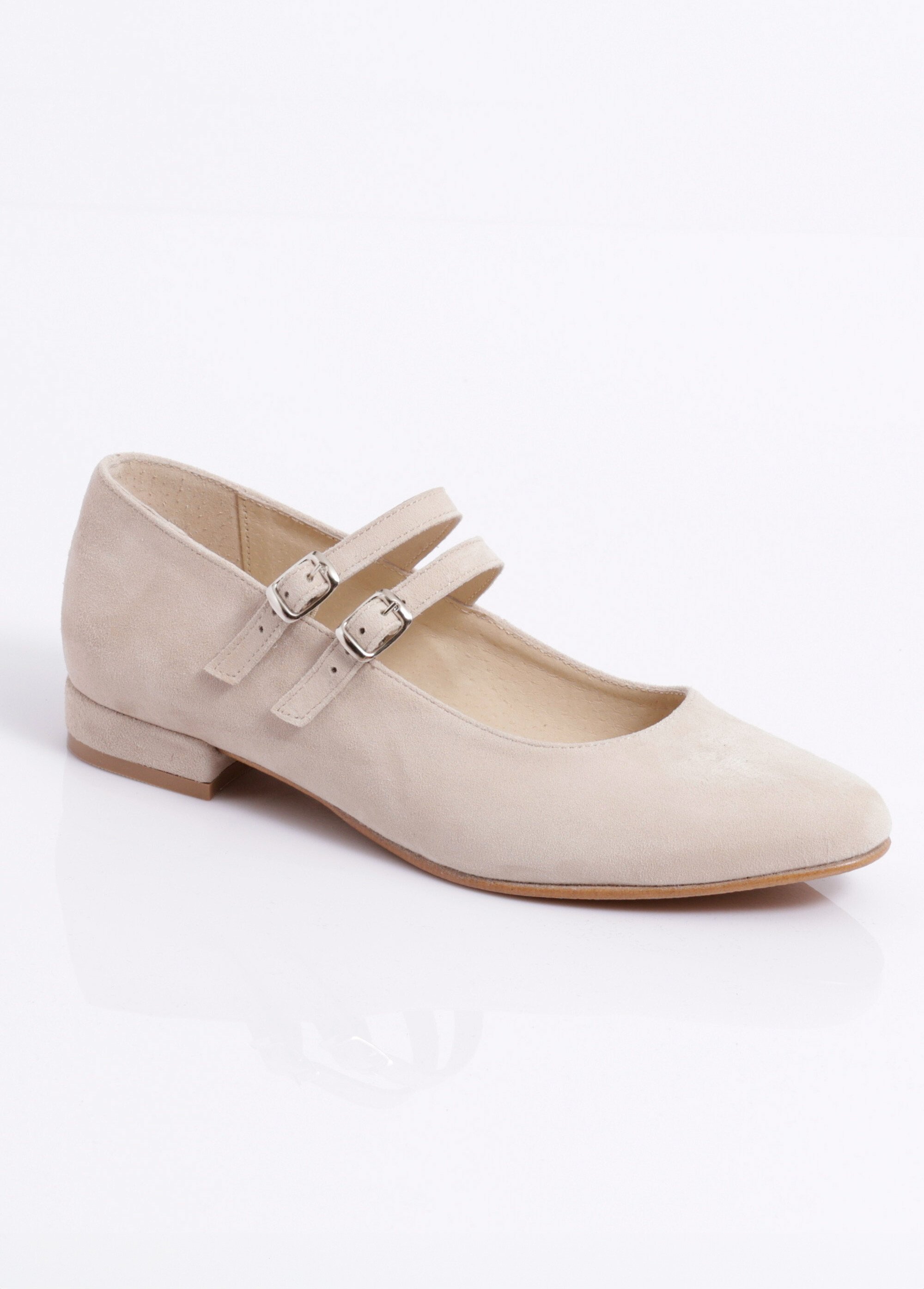Ballerines babies cuir à talon double bride Femme Beige OUZONI FA1