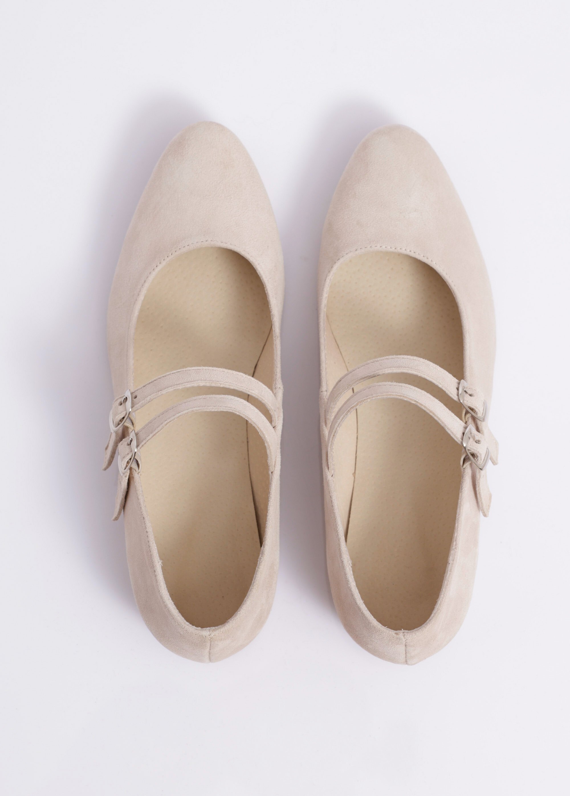 Ballerines babies cuir à talon double bride Femme Beige OUZONI OV1
