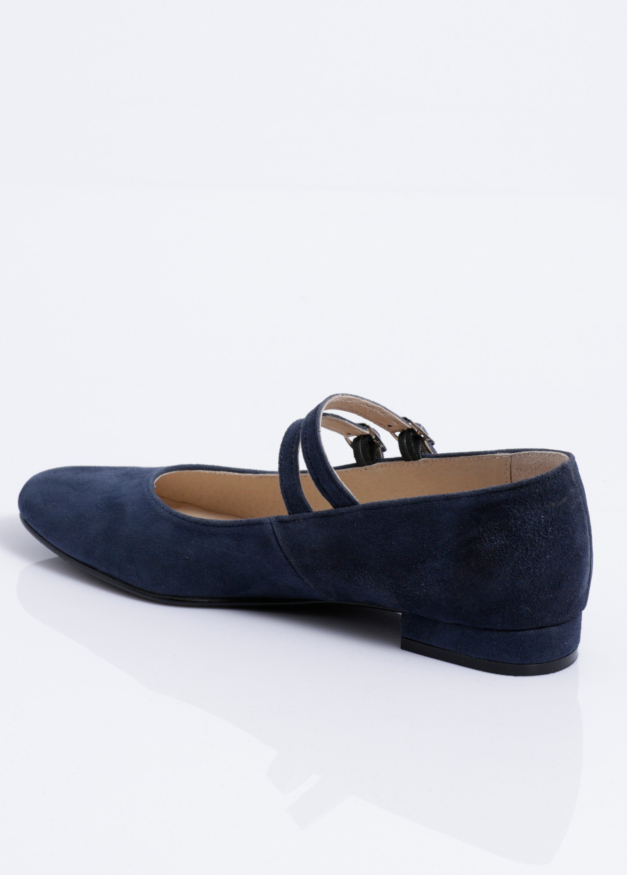 Ballerines babies cuir à talon double bride Femme Bleu OUZONI DO1