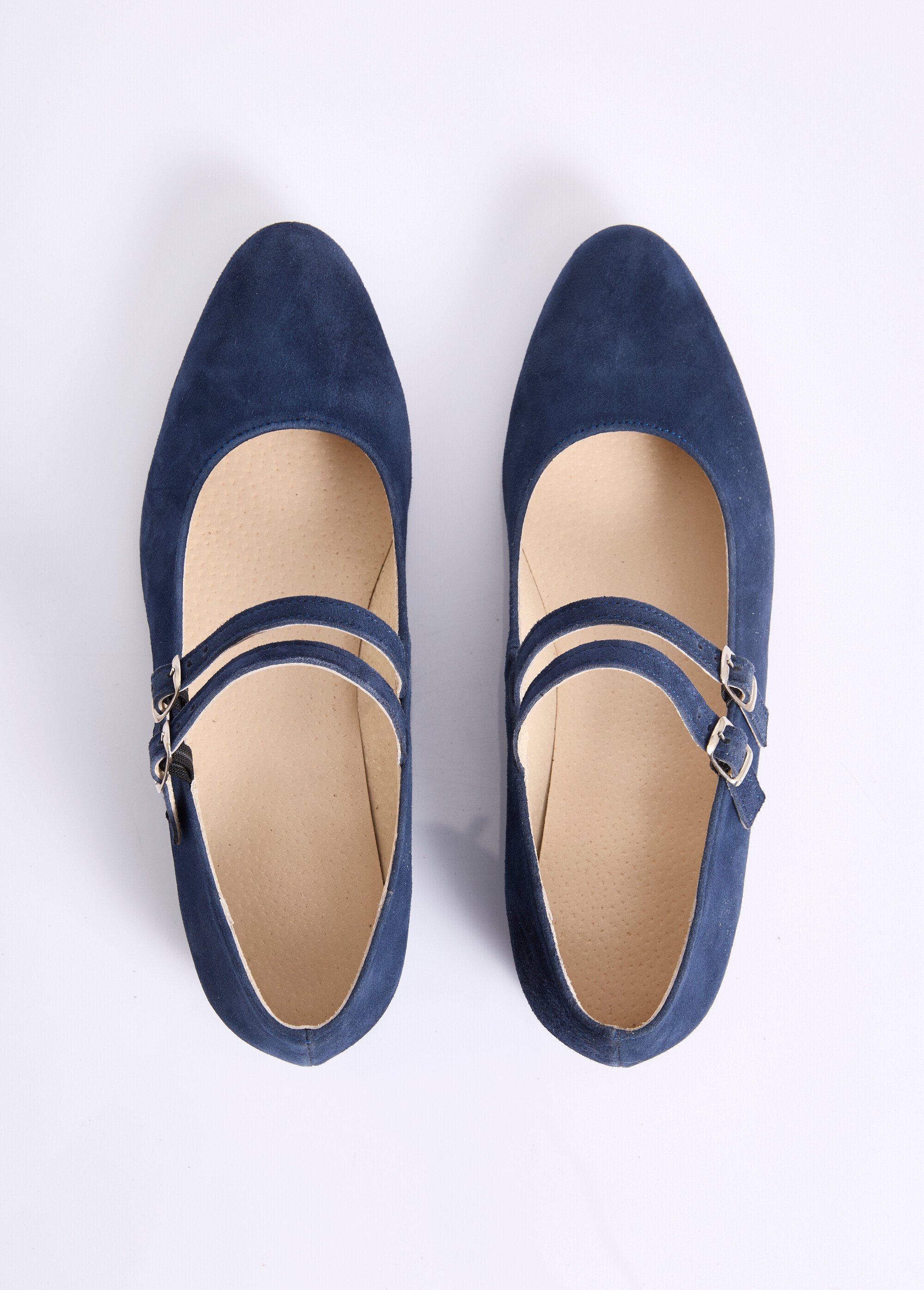 Ballerines babies cuir à talon double bride Femme Bleu OUZONI OV1