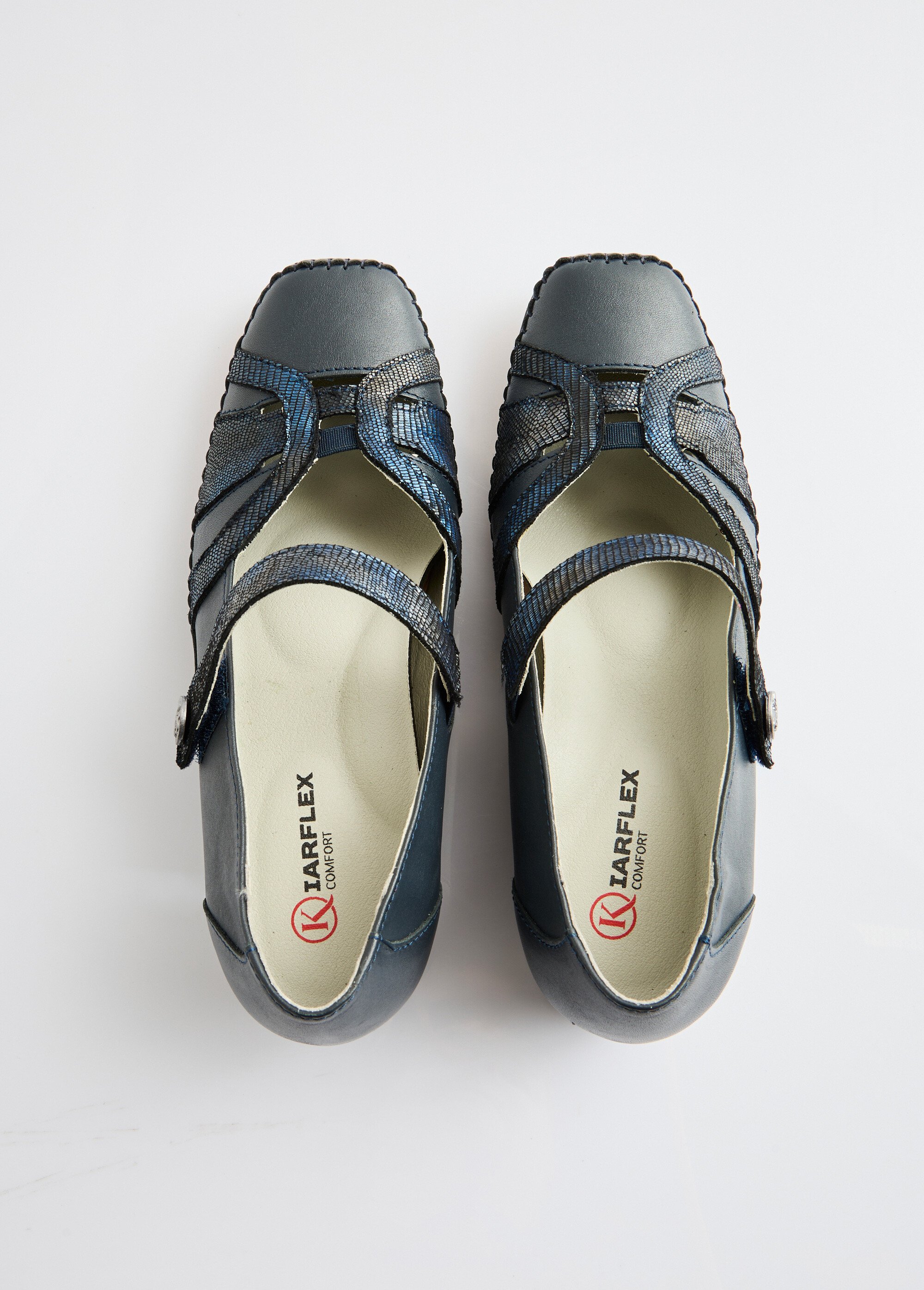 Ballerines largeur confort cuir scratchées Femme Bleu OBRIANE OV1