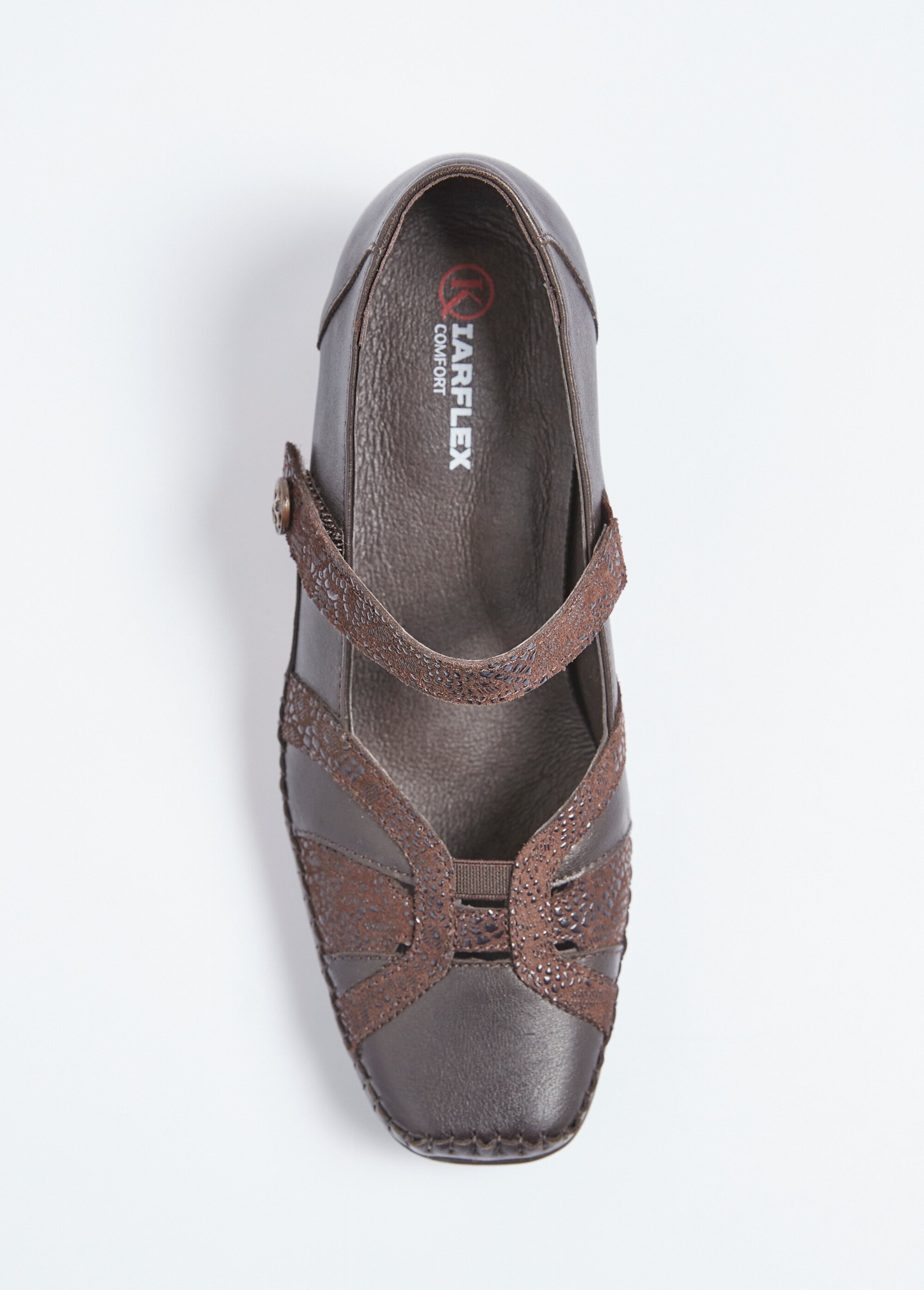 Ballerines largeur confort cuir scratchées Femme Marron OBRIANE OV1