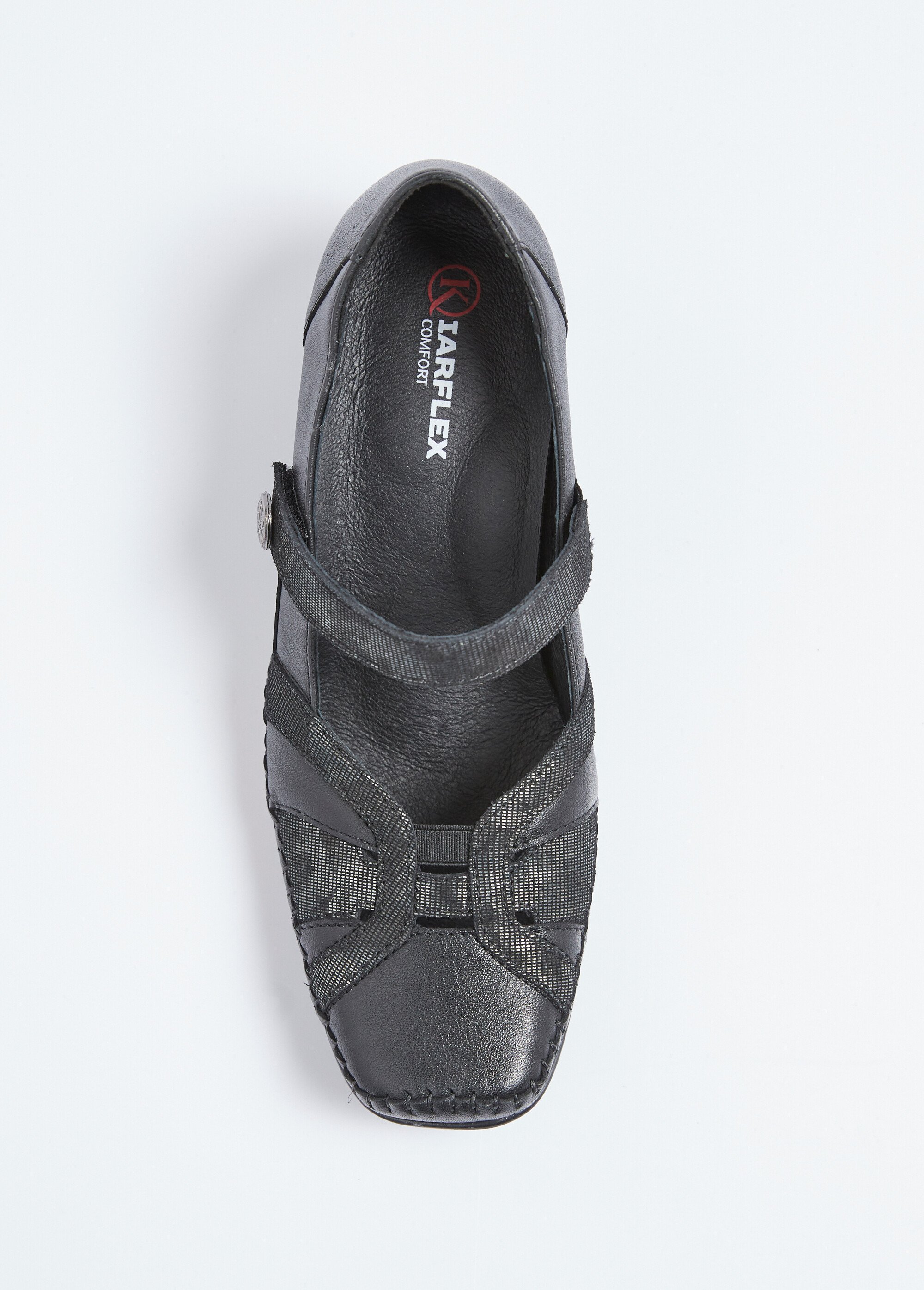 Ballerines largeur confort cuir scratchées Femme Noir OBRIANE OV1