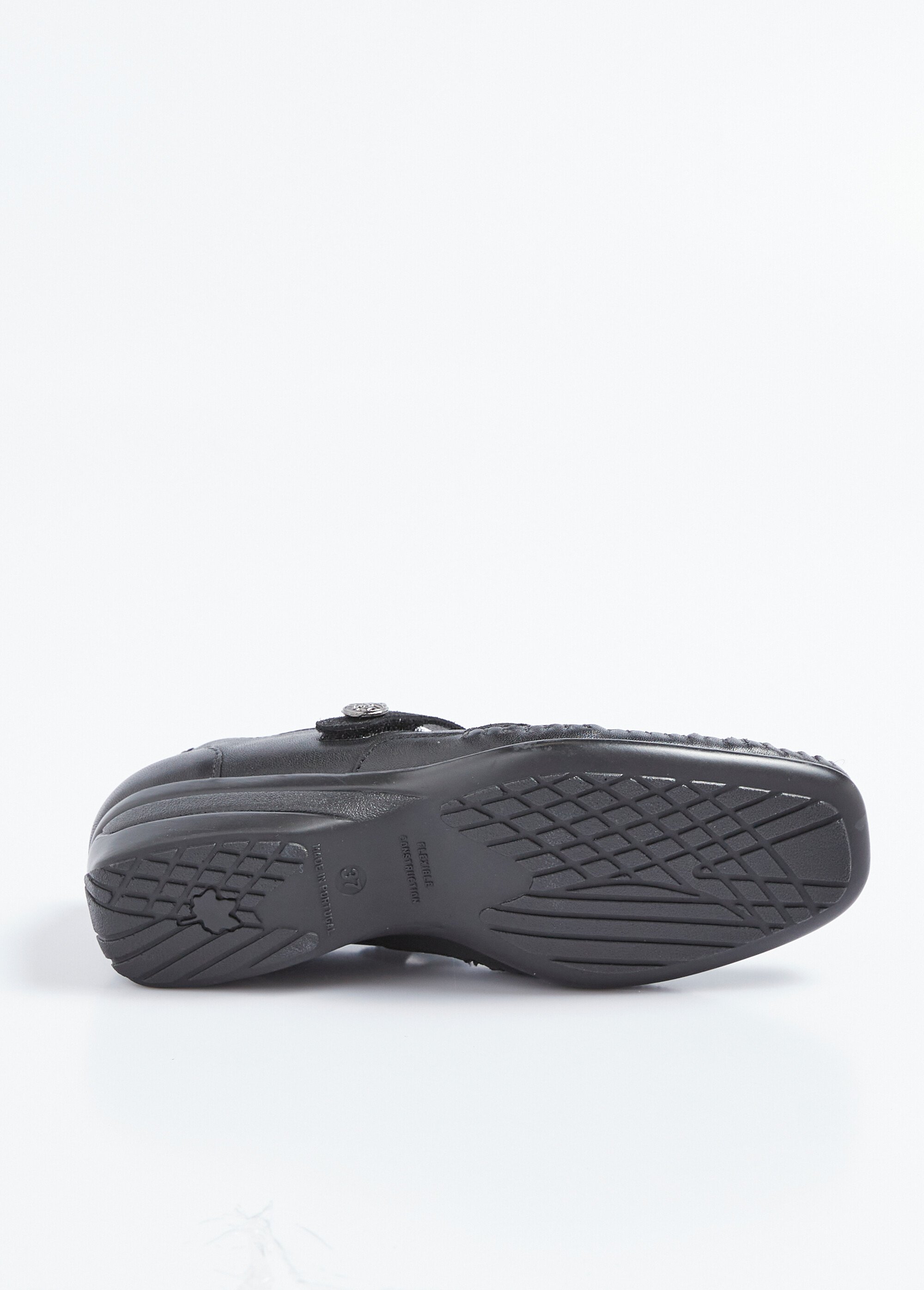 Ballerines largeur confort cuir scratchées Femme Noir OBRIANE UN1