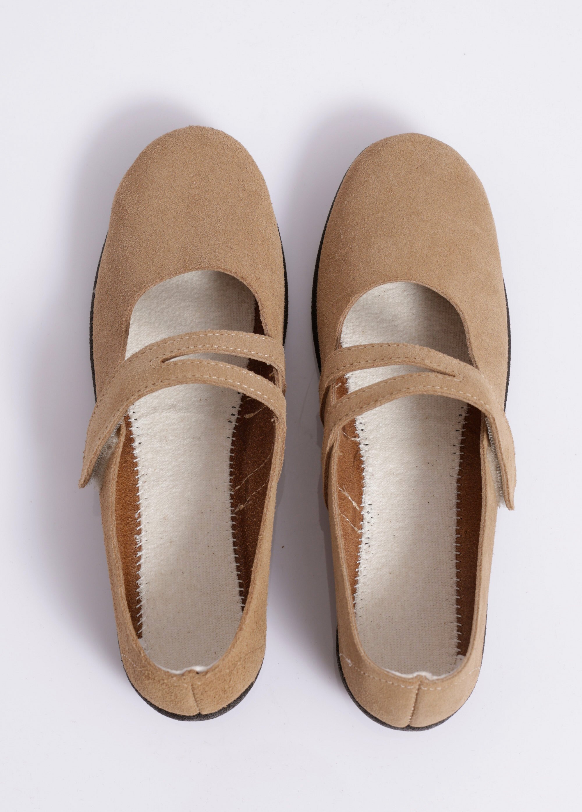 Ballerines scratchées cuir fabriquées en France Femme Marron OCTUOR OV1