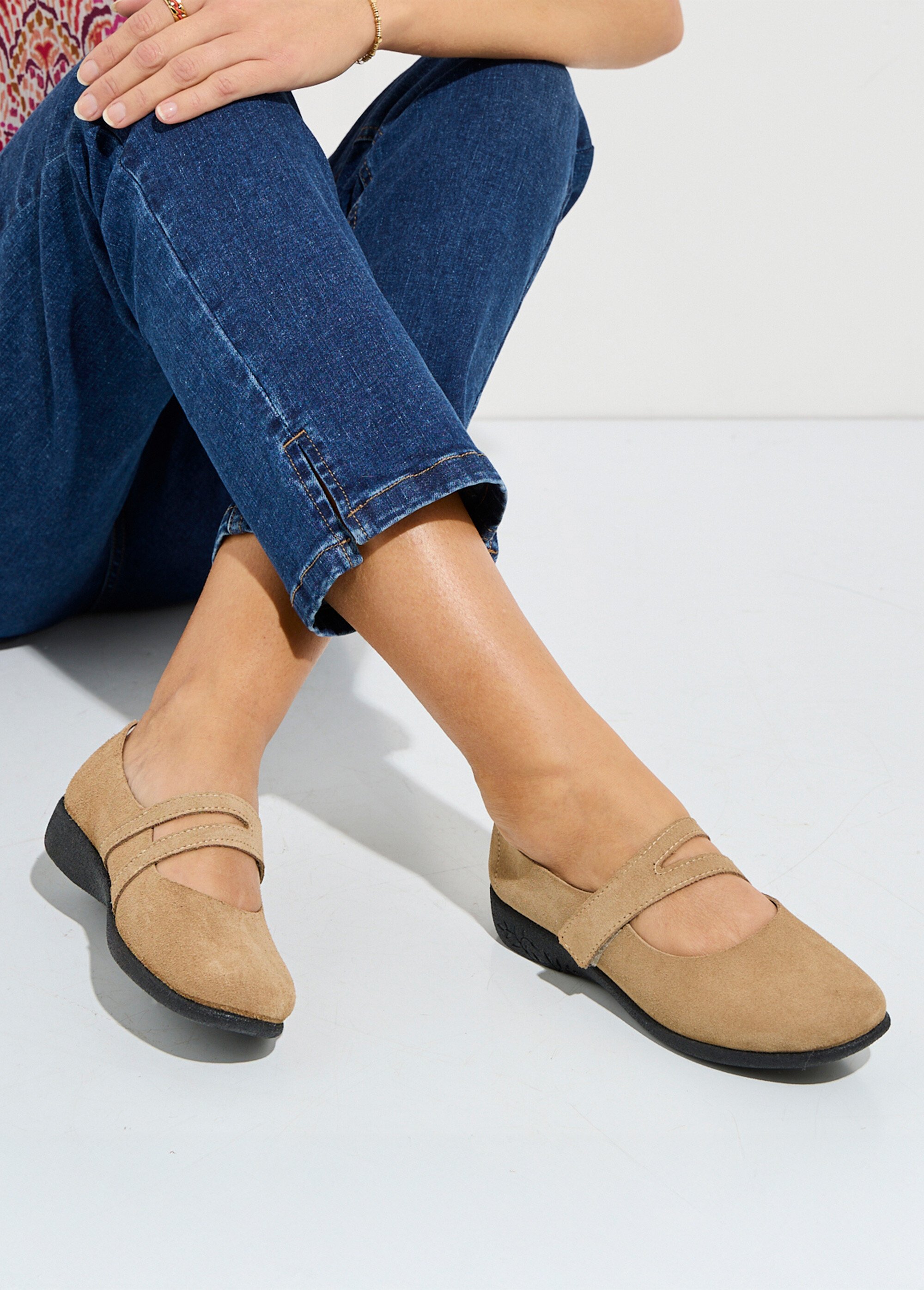 Ballerines scratchées cuir fabriquées en France Femme Marron OCTUOR SI1