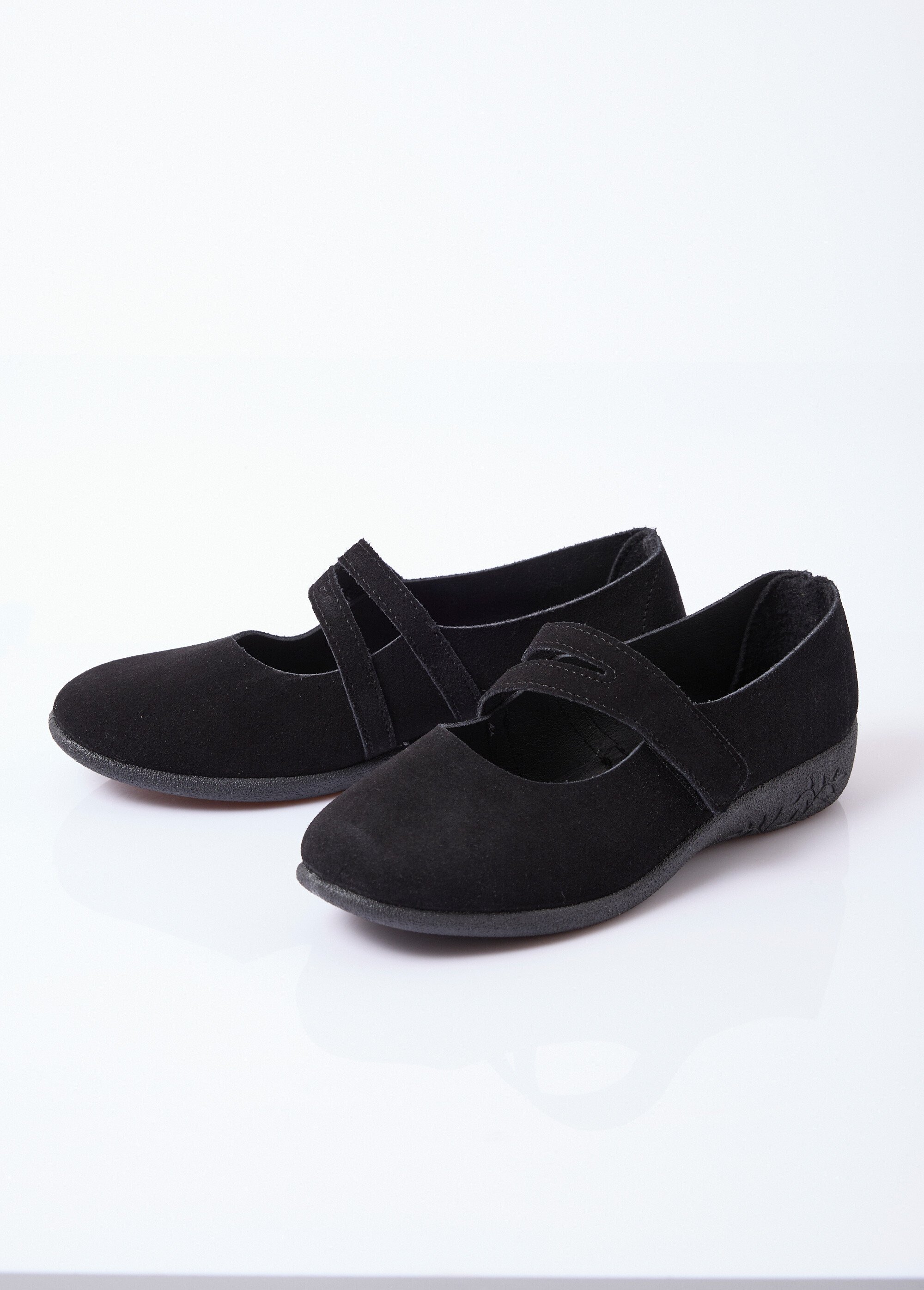 Ballerines scratchées cuir fabriquées en France Femme Noir OCTUOR DE1