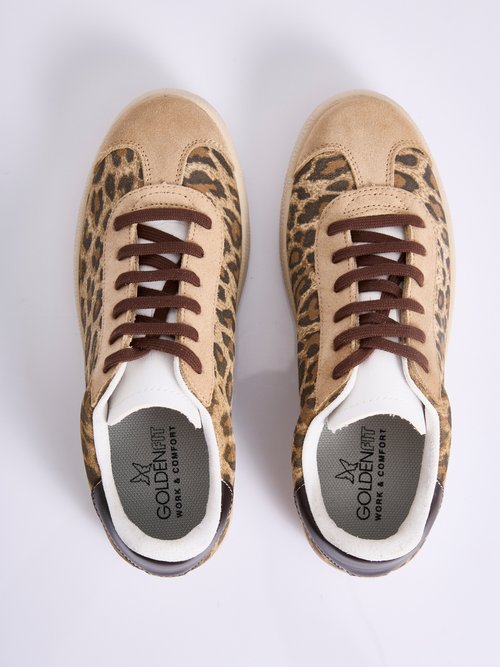 Baskets compensées cuir à lacets imprimé léopard Femme Beige OGIVAL OV1