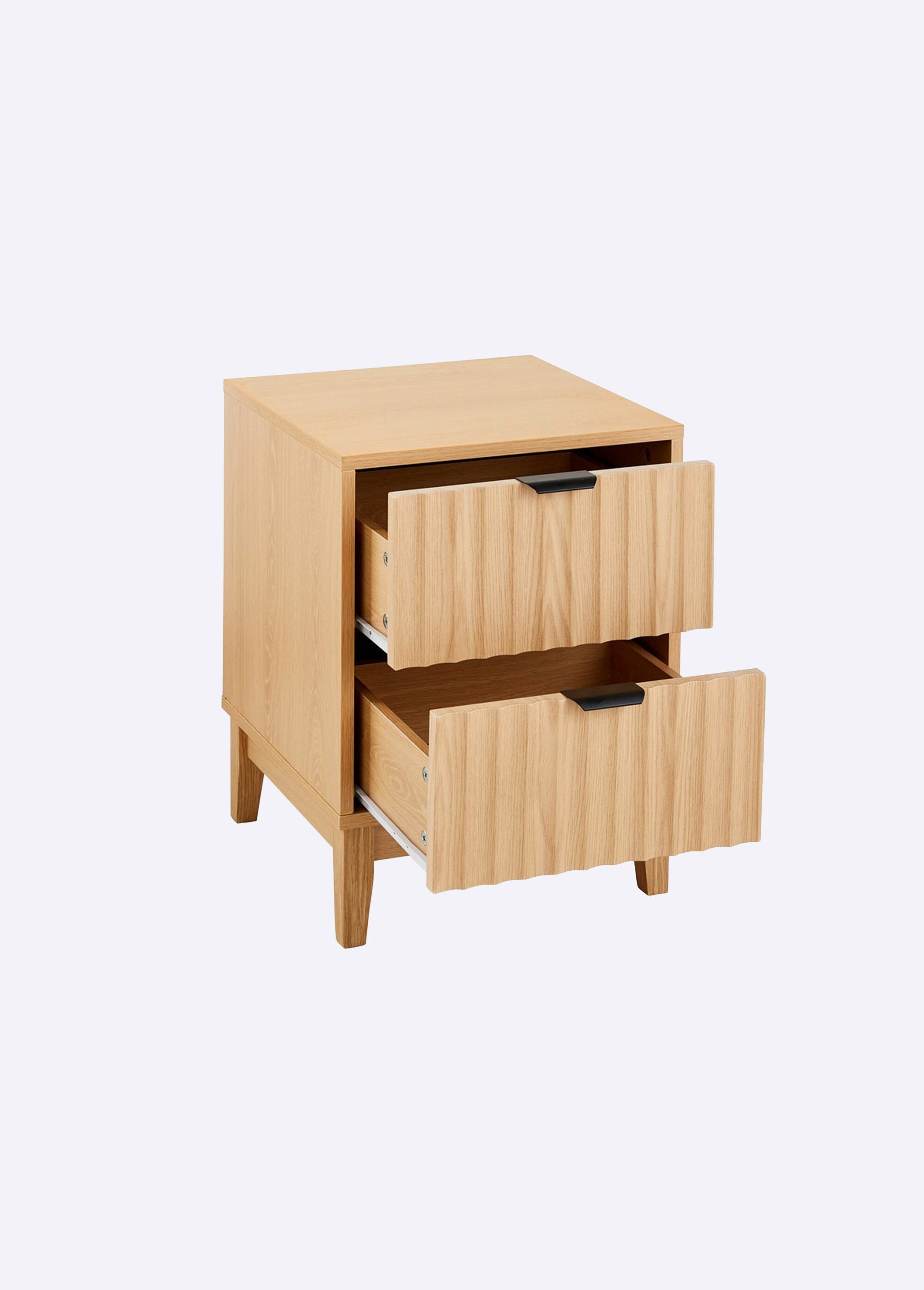 BOLOGNE Chevet 2 tiroirs effet cannelé BEIGE CAL-14879133 DE1