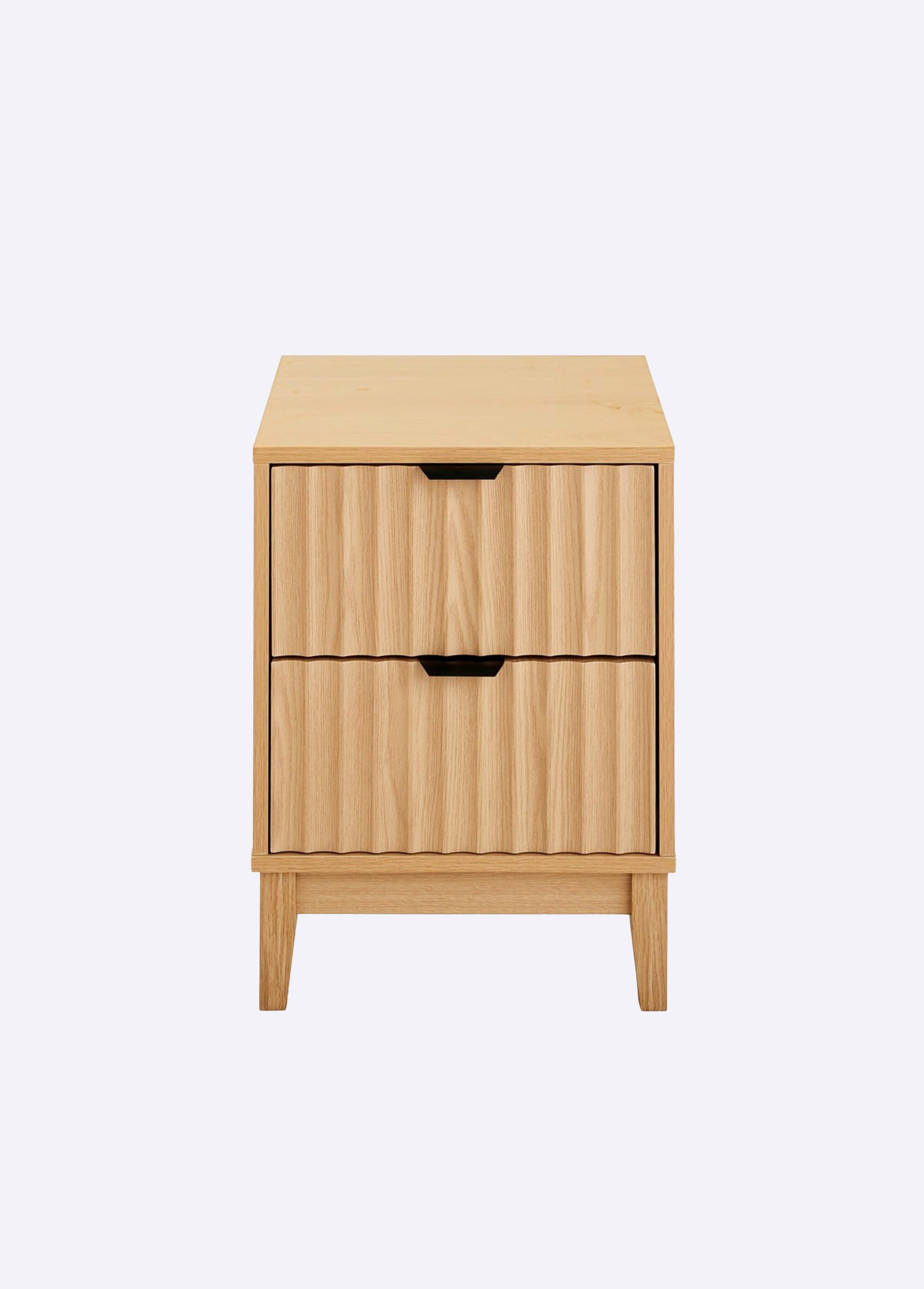 BOLOGNE Chevet 2 tiroirs effet cannelé BEIGE CAL-14879133 FA1