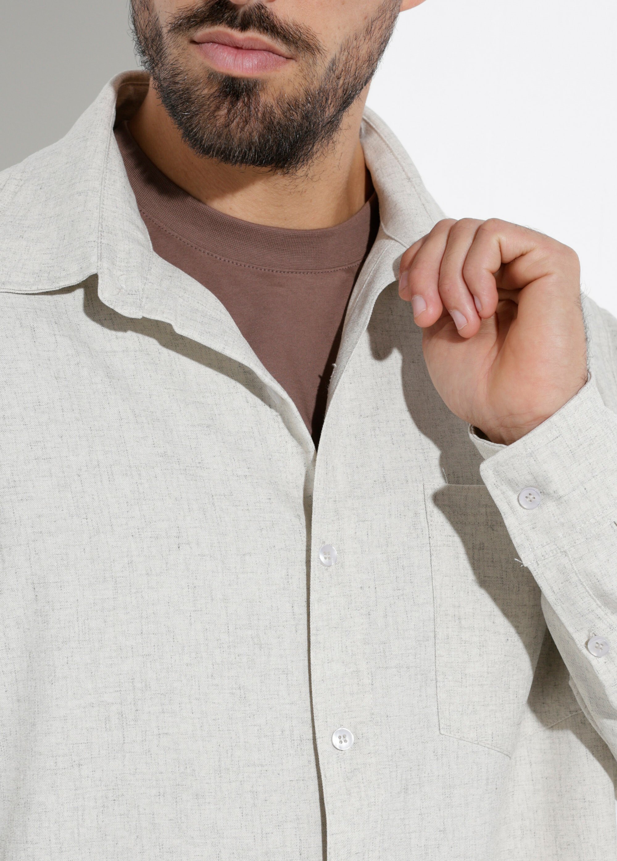 Chemise chiné clair manches longues