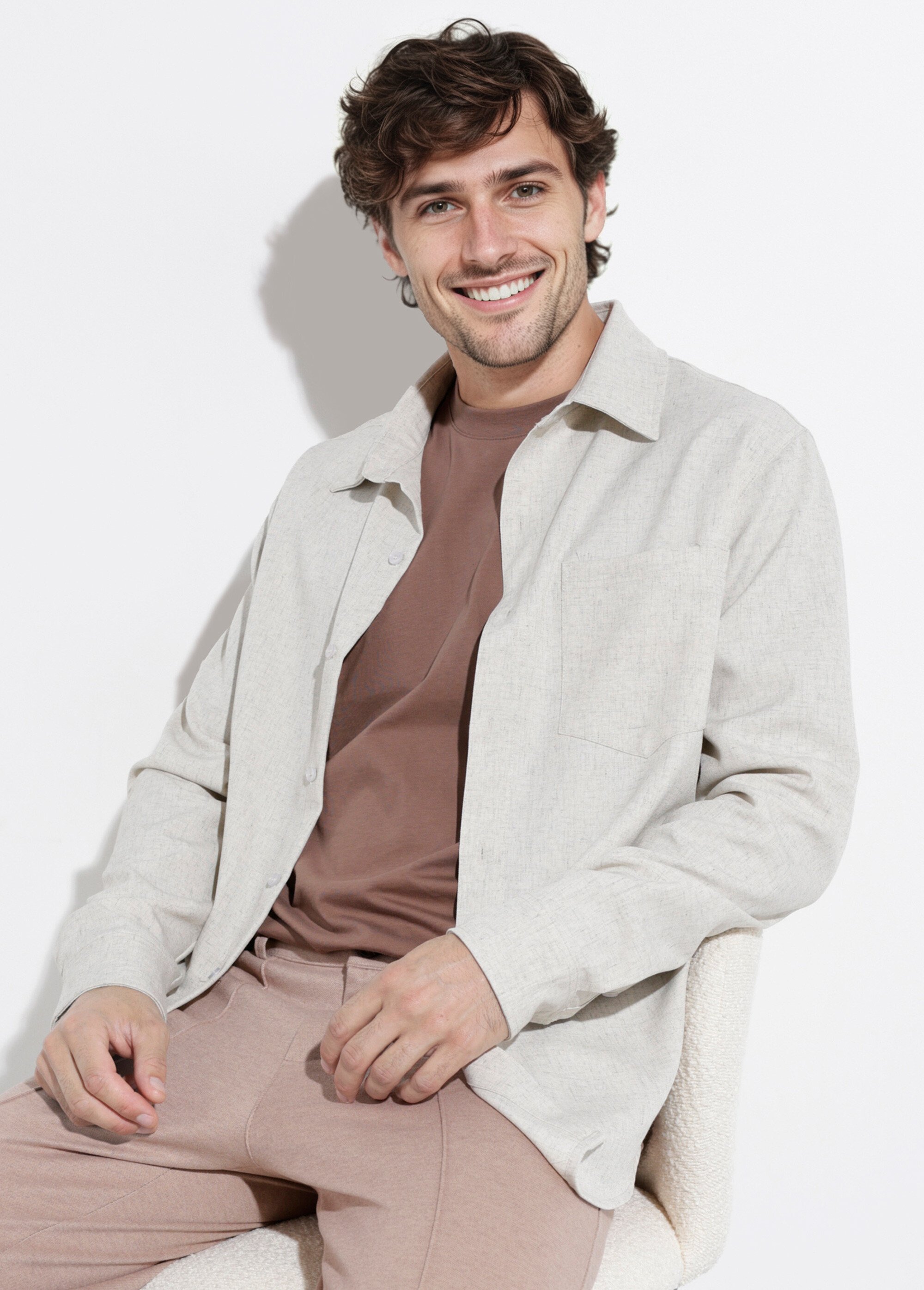 Chemise chiné clair manches longues