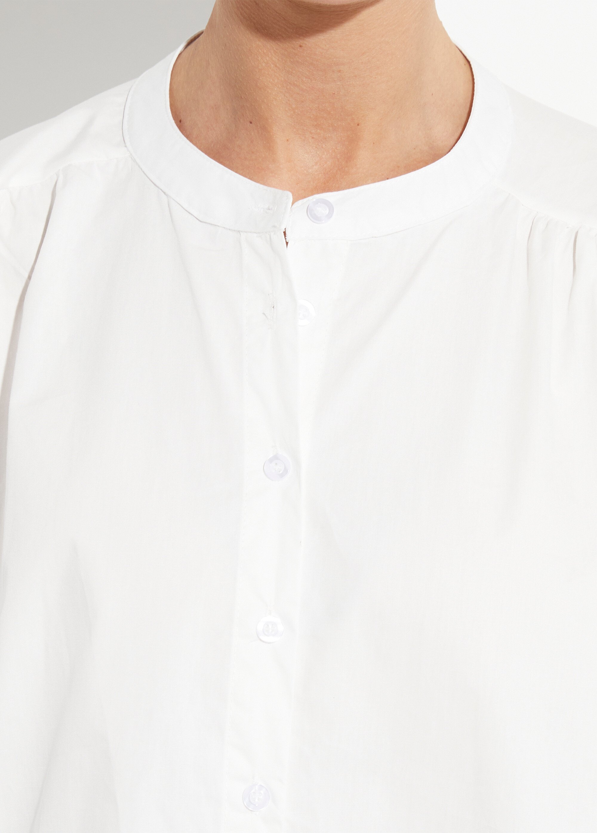 Chemisier ample manches brodées palmier Femme Blanc JSM-CH2928 DE1