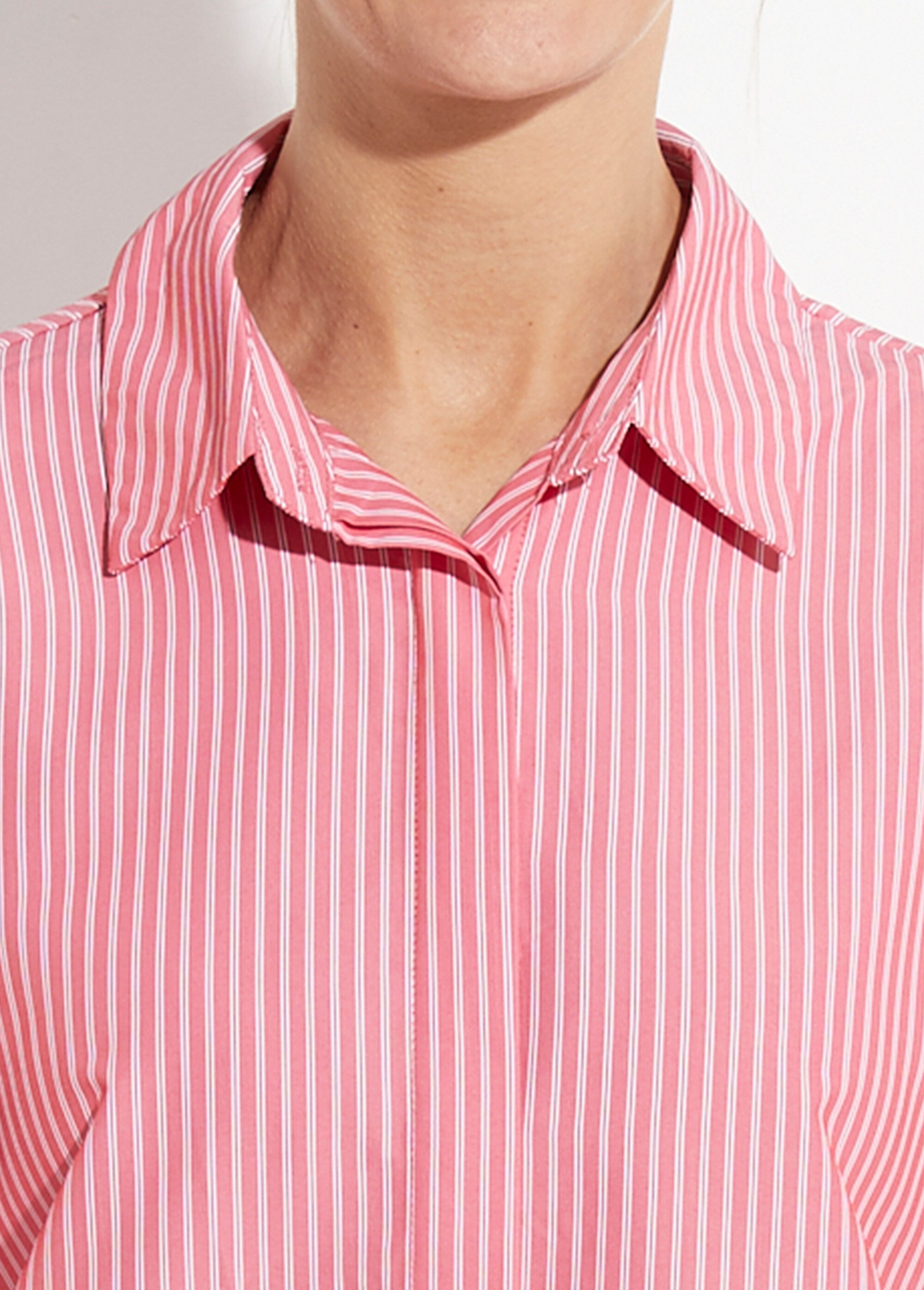 Chemisier rayures et nœud aux poignets Femme Rouge JSM-CH5136 DE1