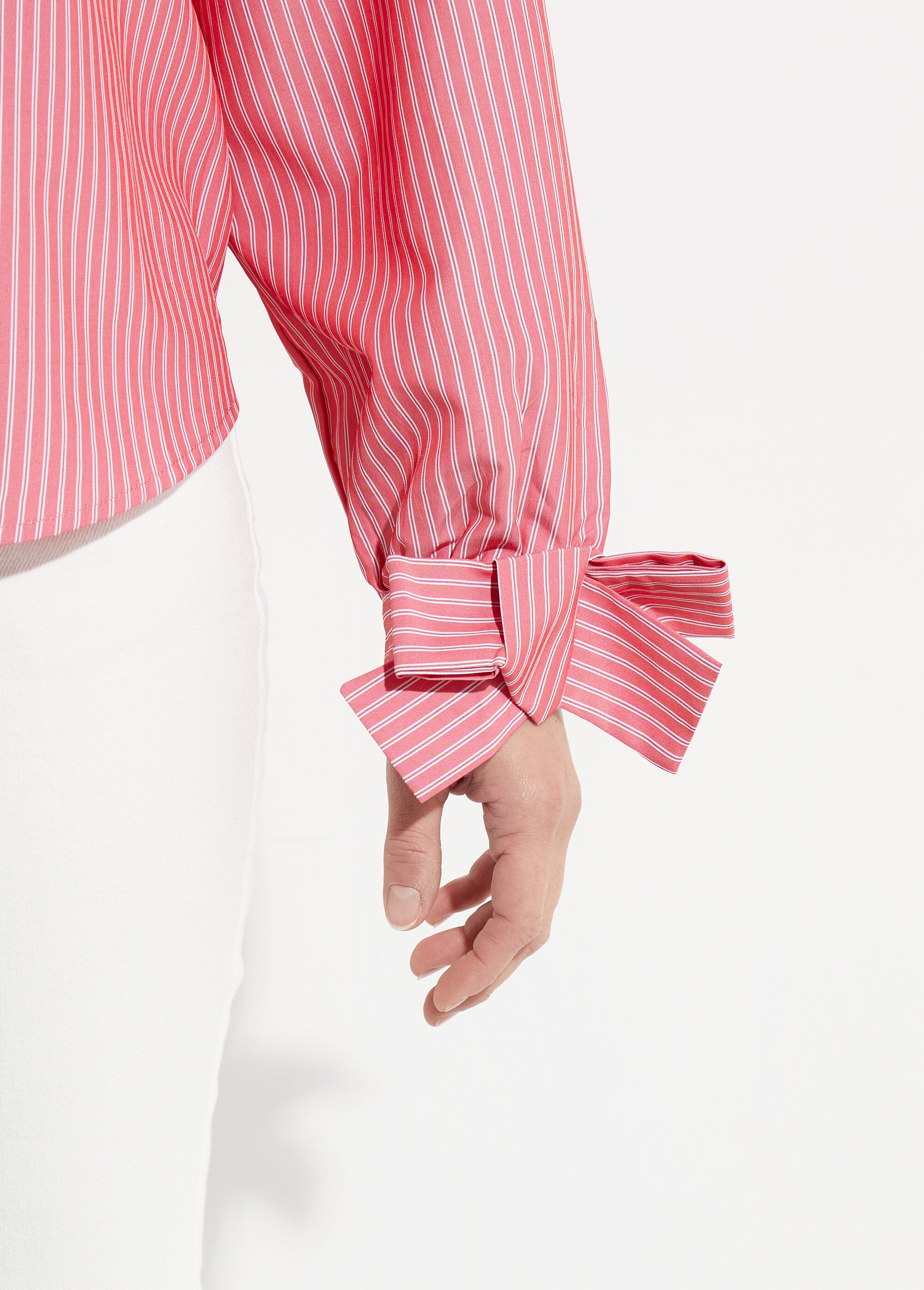 Chemisier rayures et nœud aux poignets Femme Rouge JSM-CH5136 DE2