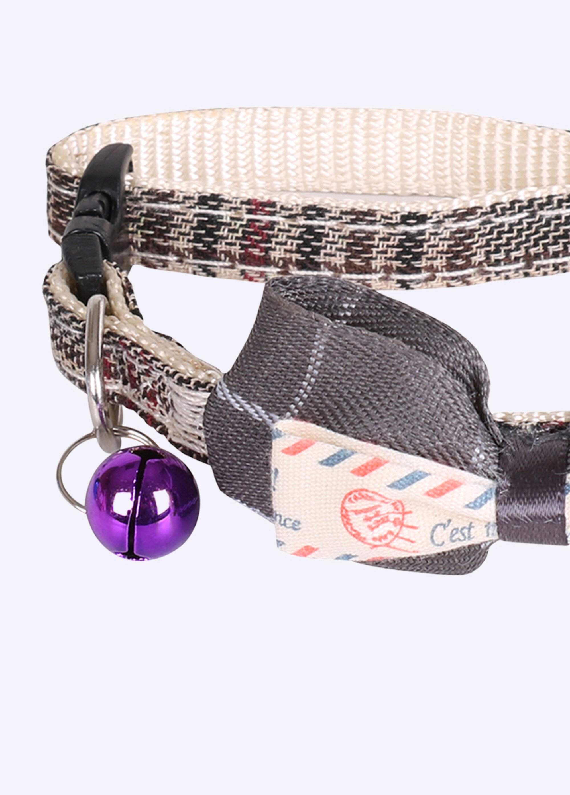 Collier chat forme nœud papillon et clochette