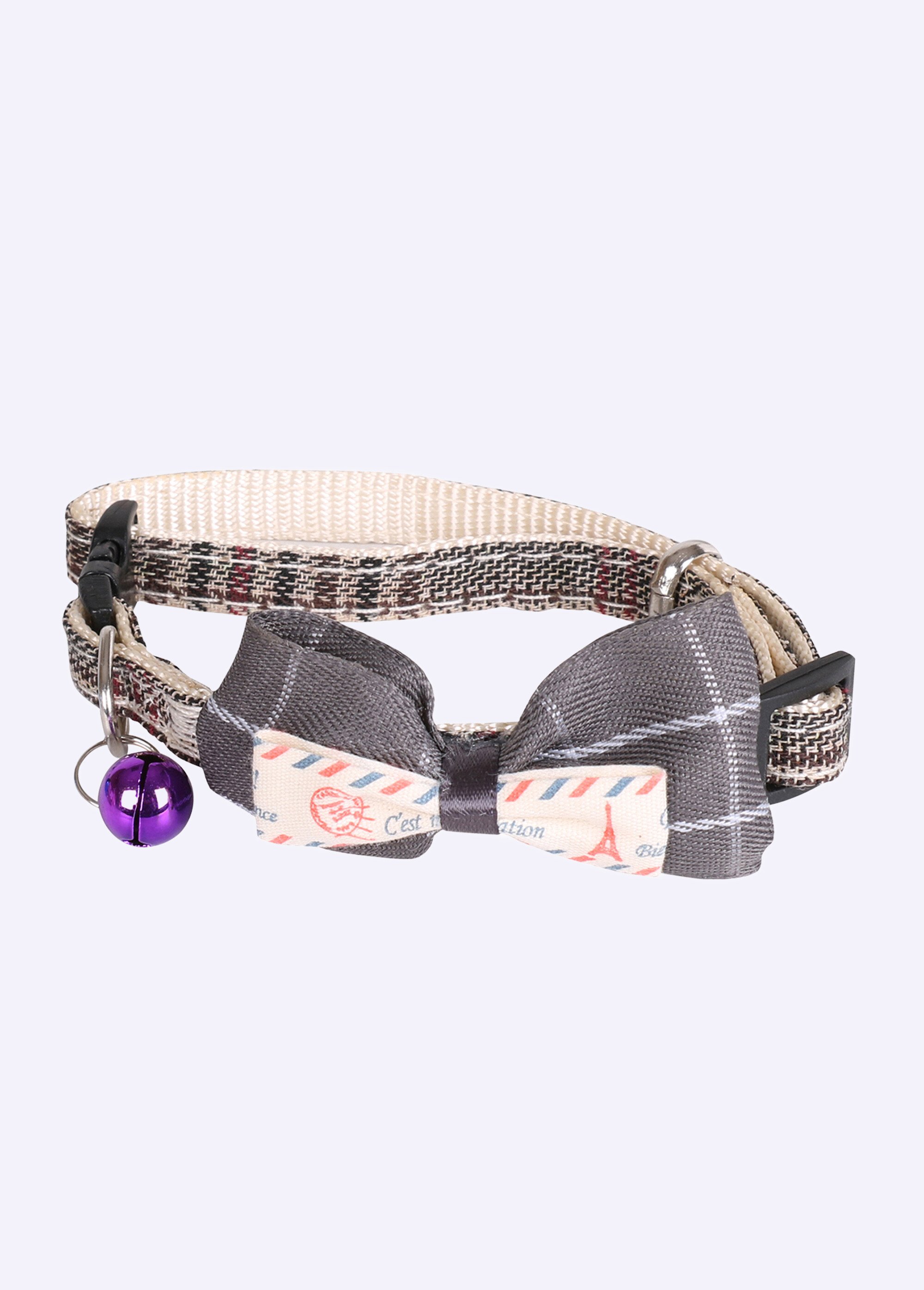 Collier chat forme nœud papillon et clochette