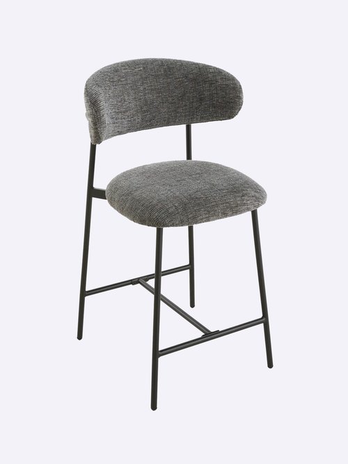 DRACO Tabourets hauts dossier tissu 1G GRIS CAL-15327133 DE1