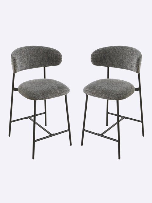 DRACO Tabourets hauts dossier tissu 1G GRIS CAL-15327133 FA1