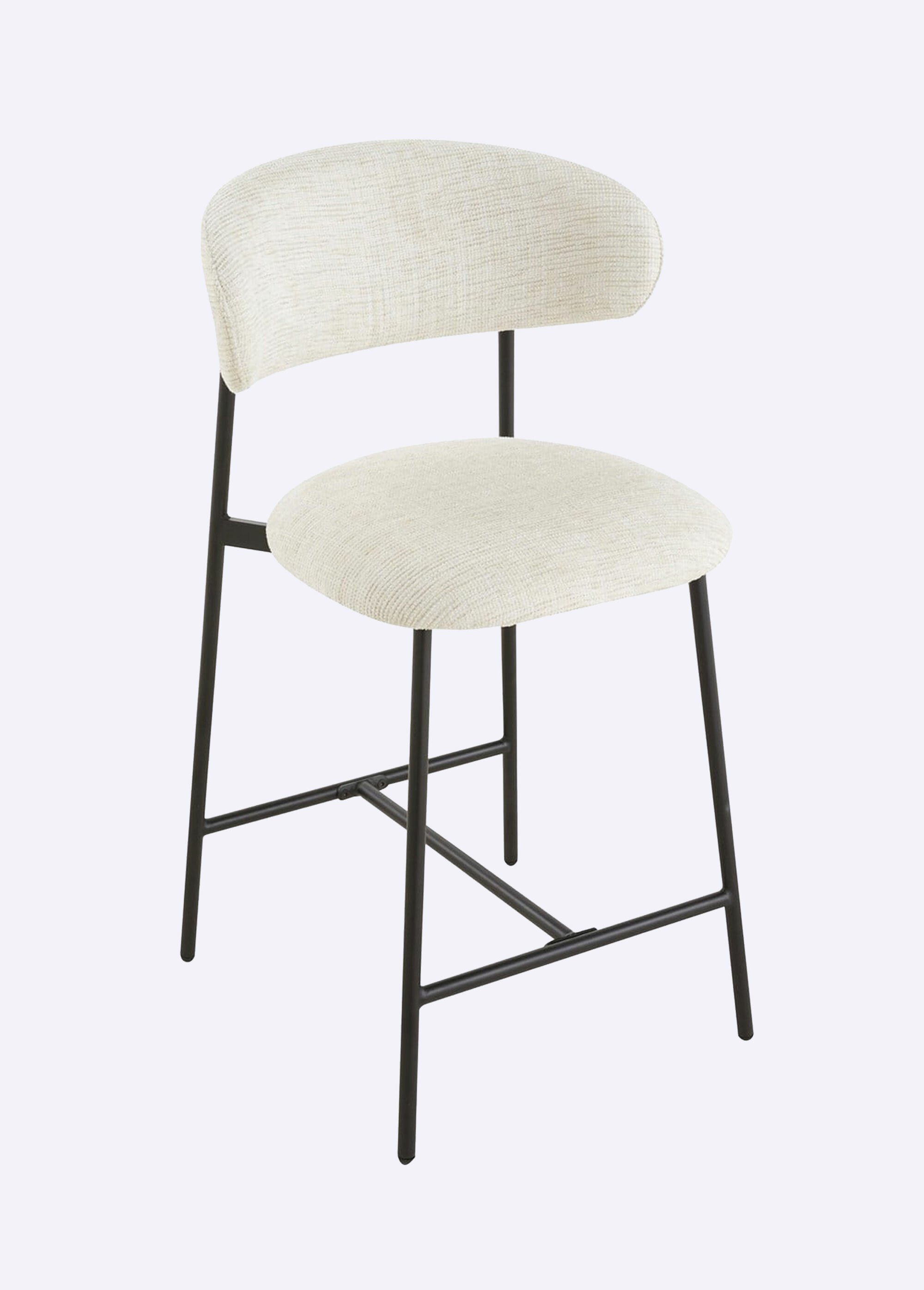 DRACO Tabourets hauts dossier tissu 2B BEIGE CAL-15326133 DE1