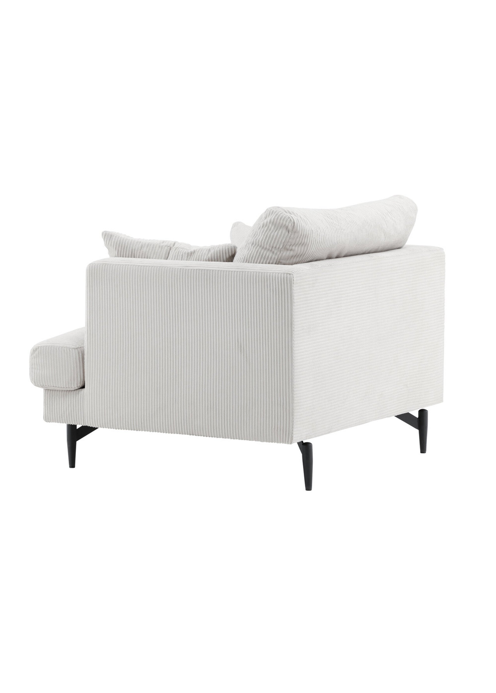 Fauteuil large velours cotelé,  pieds acier BEIGE VEN-15554-995 DE2