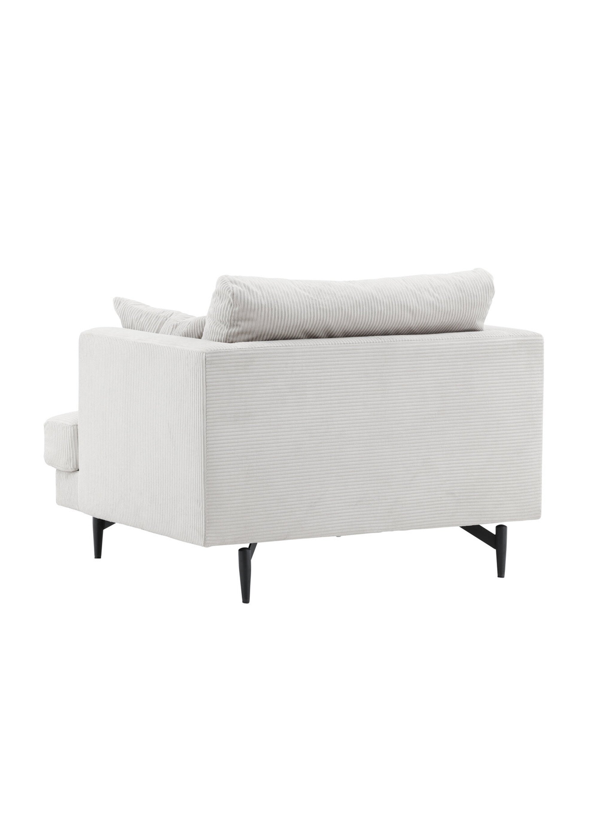 Fauteuil large velours cotelé,  pieds acier