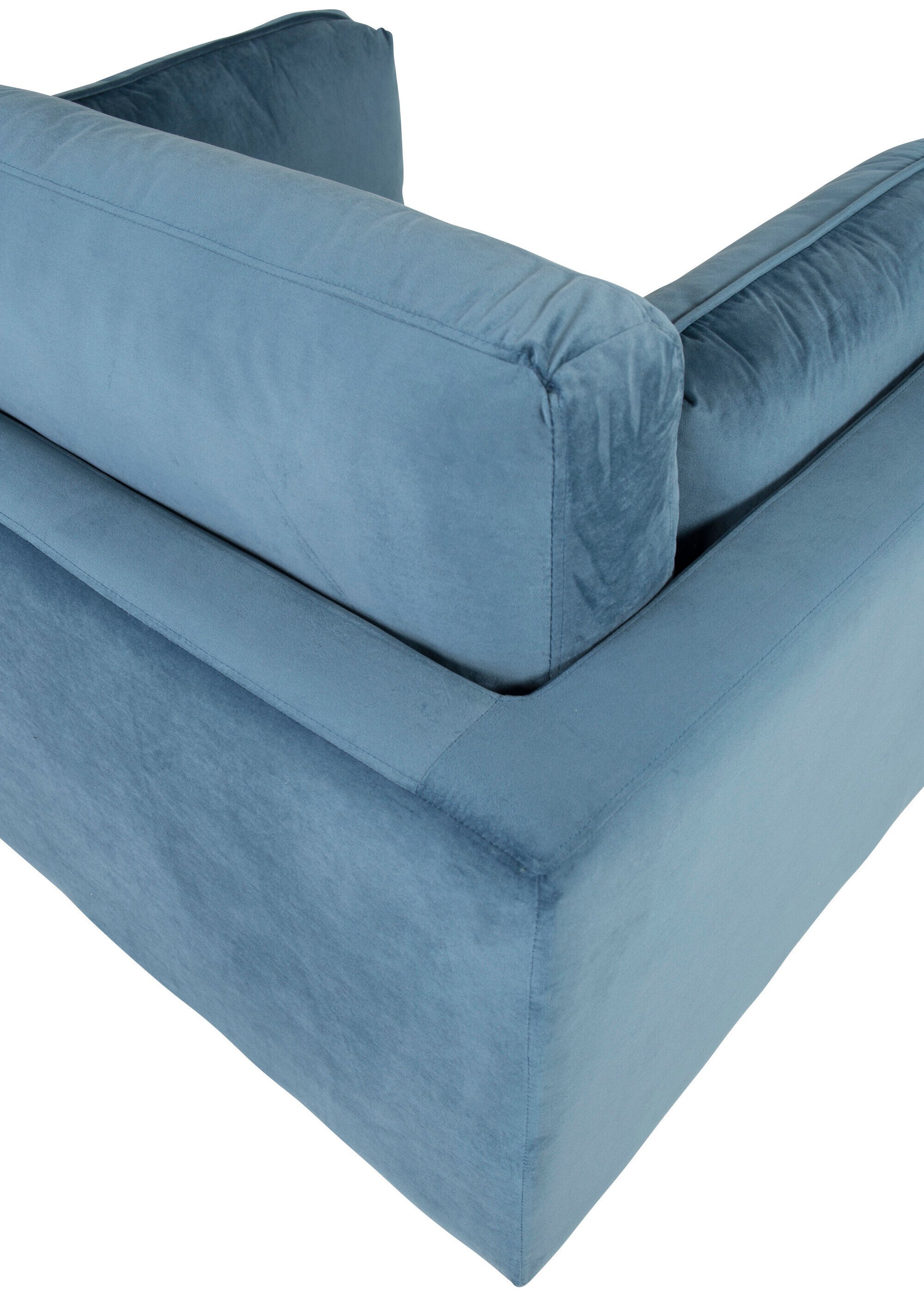 Fauteuil large velours et pieds acier BLEU ET DORE VEN-18046-987 DE2