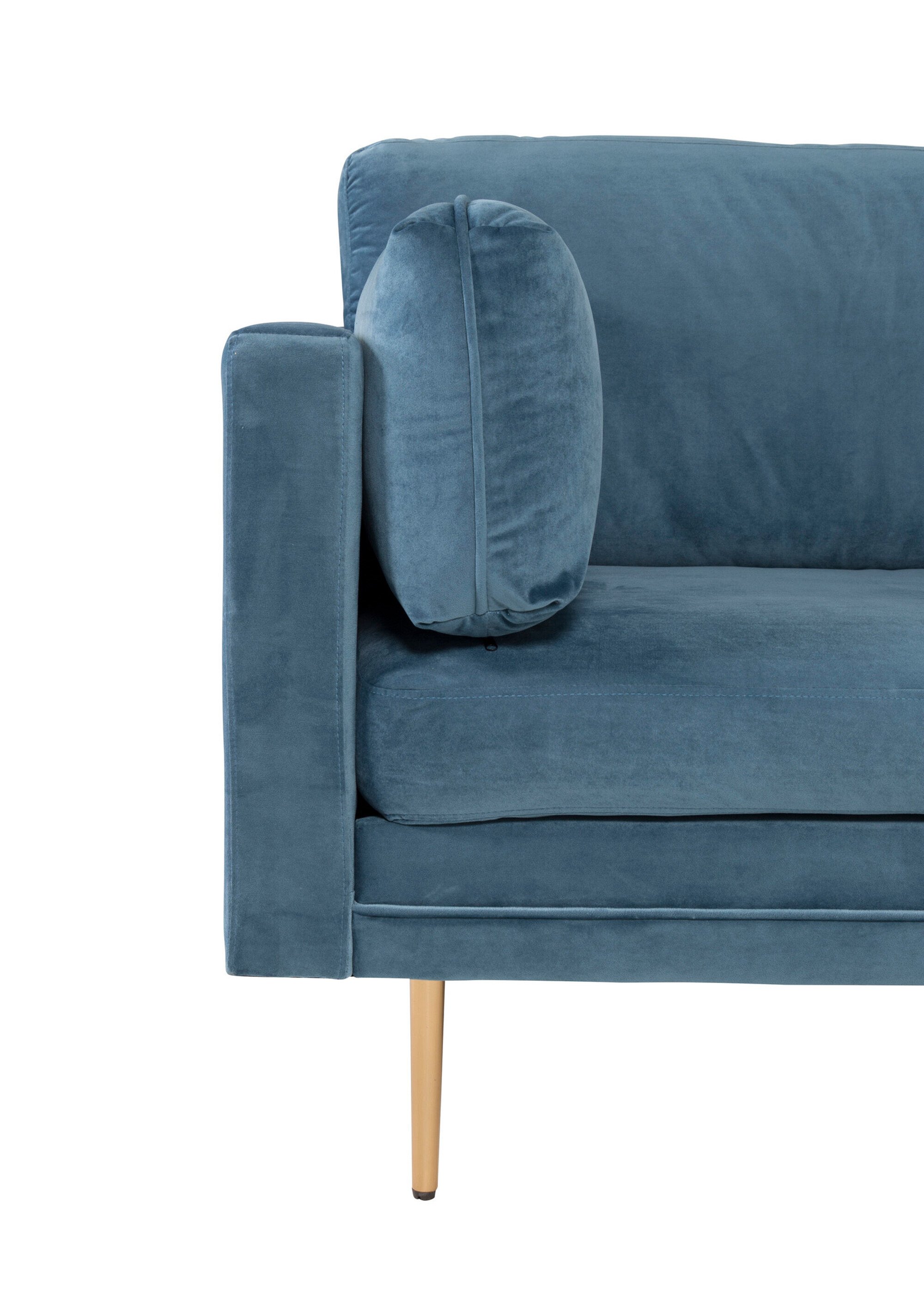 Fauteuil large velours et pieds acier BLEU ET DORE VEN-18046-987 DE3