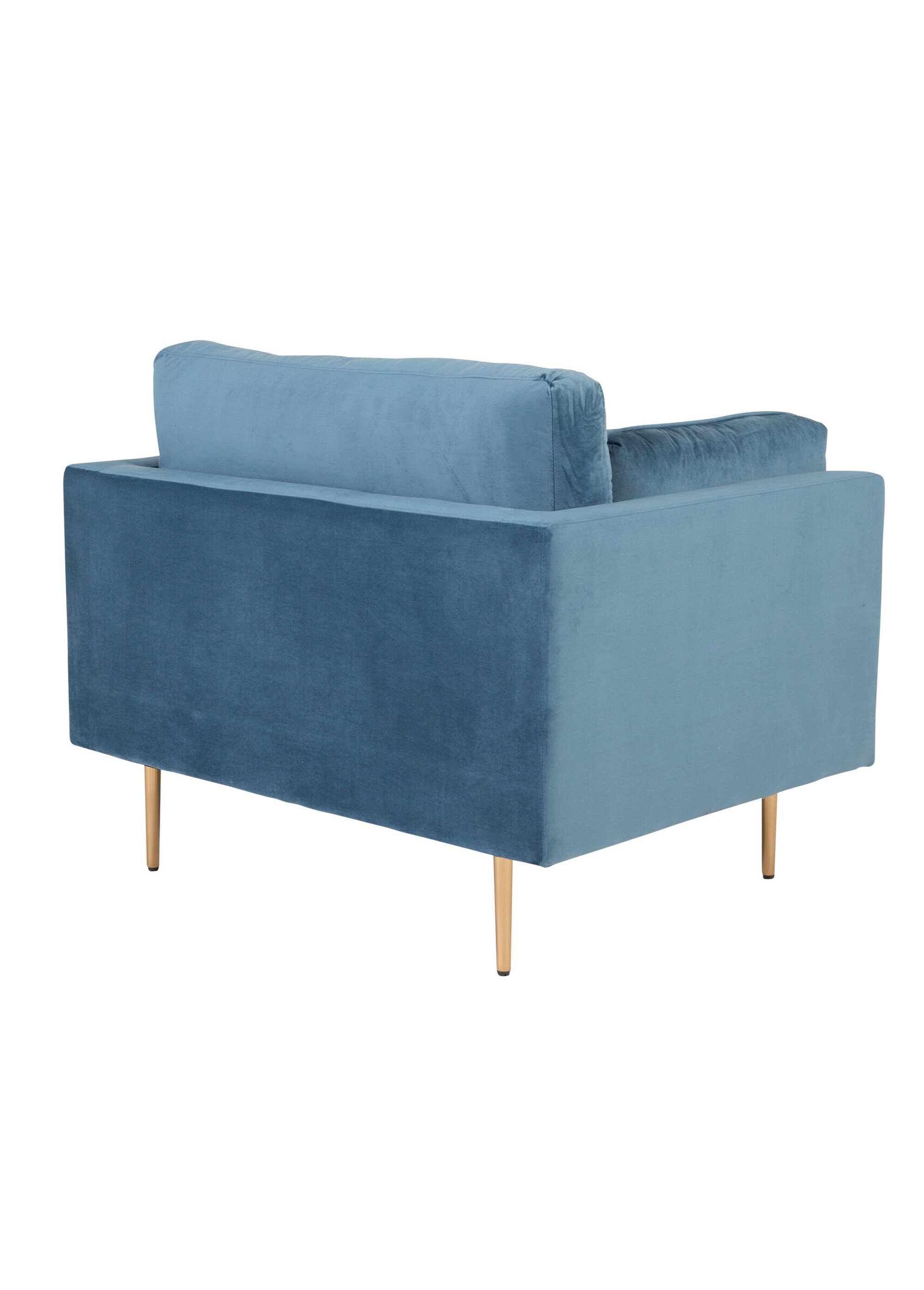 Fauteuil large velours et pieds acier