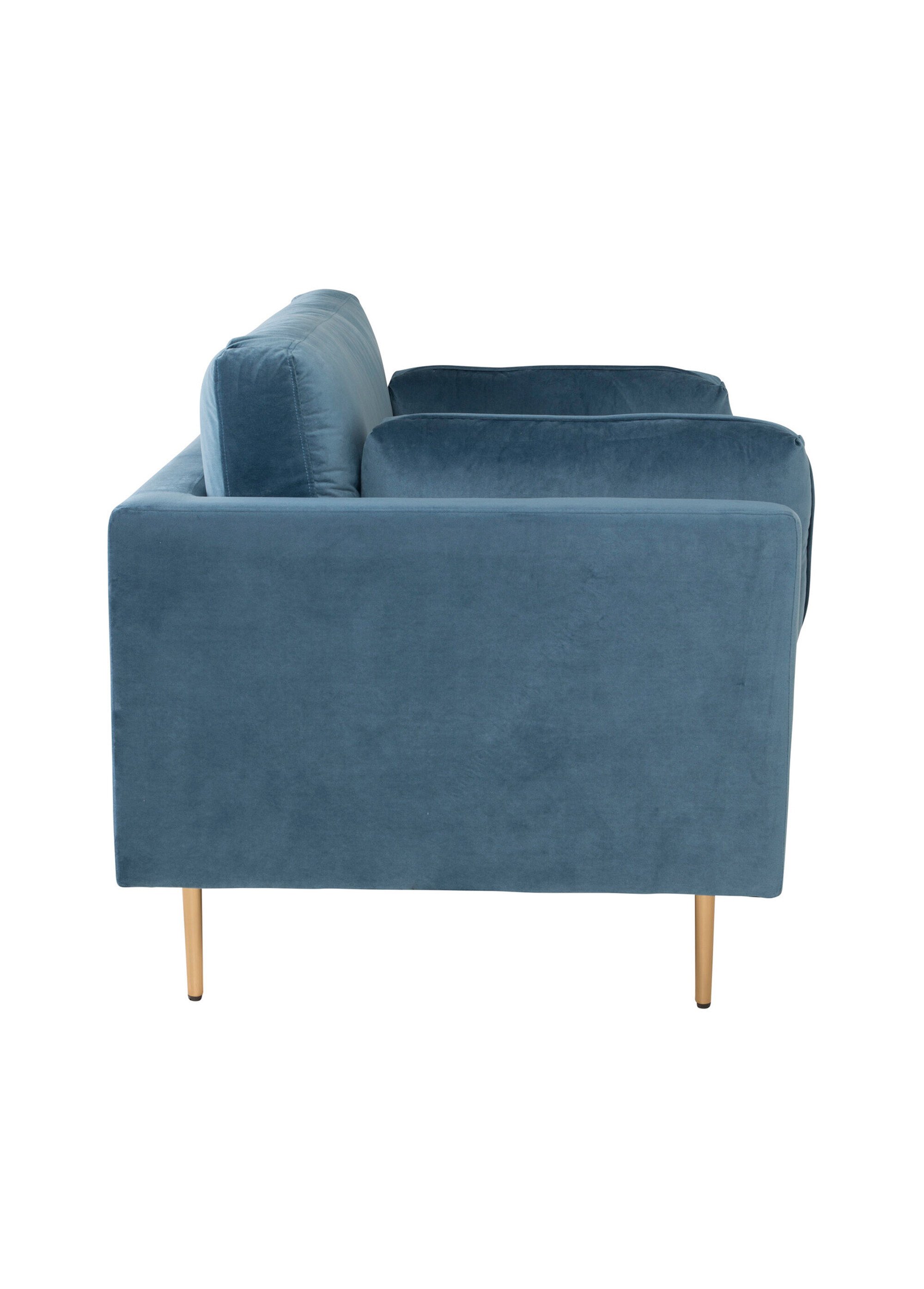 Fauteuil large velours et pieds acier BLEU ET DORE VEN-18046-987 DR1